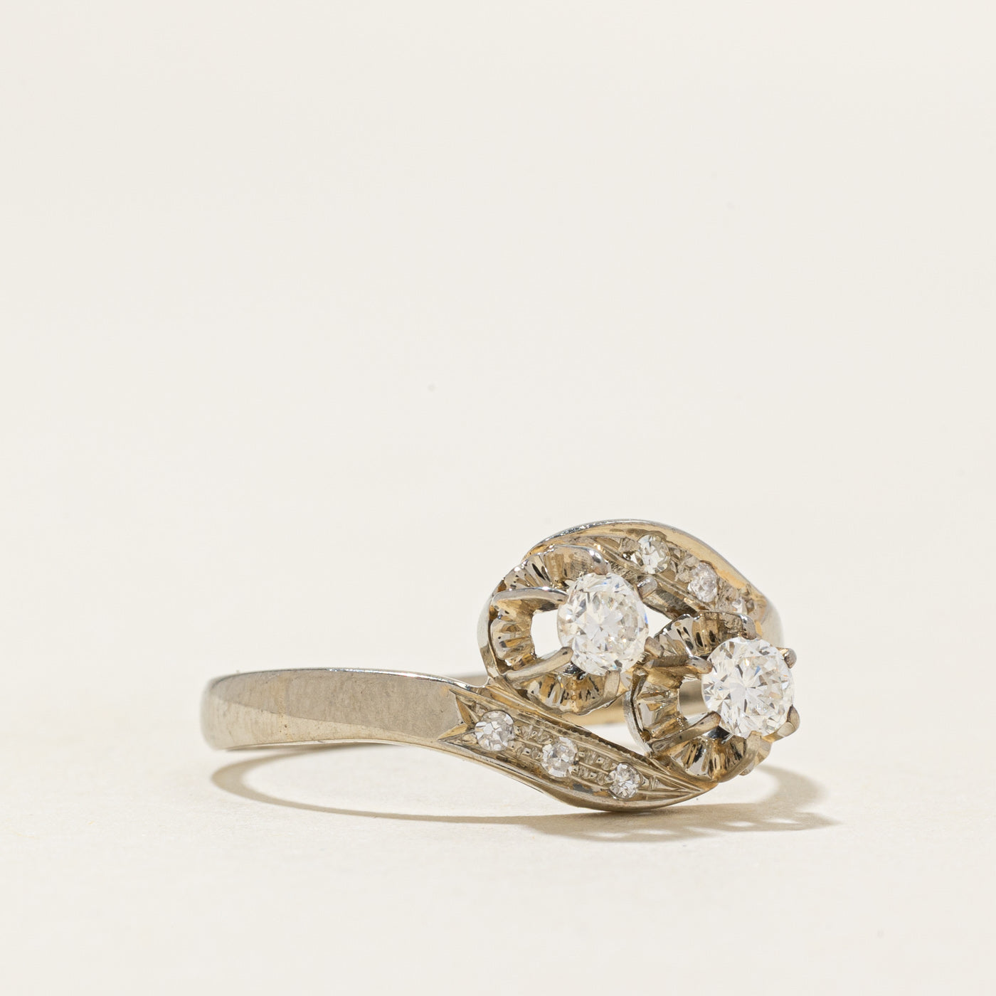 Illusion Set Diamond Bypass Ring | 0.35ctw | SZ 7.25 |