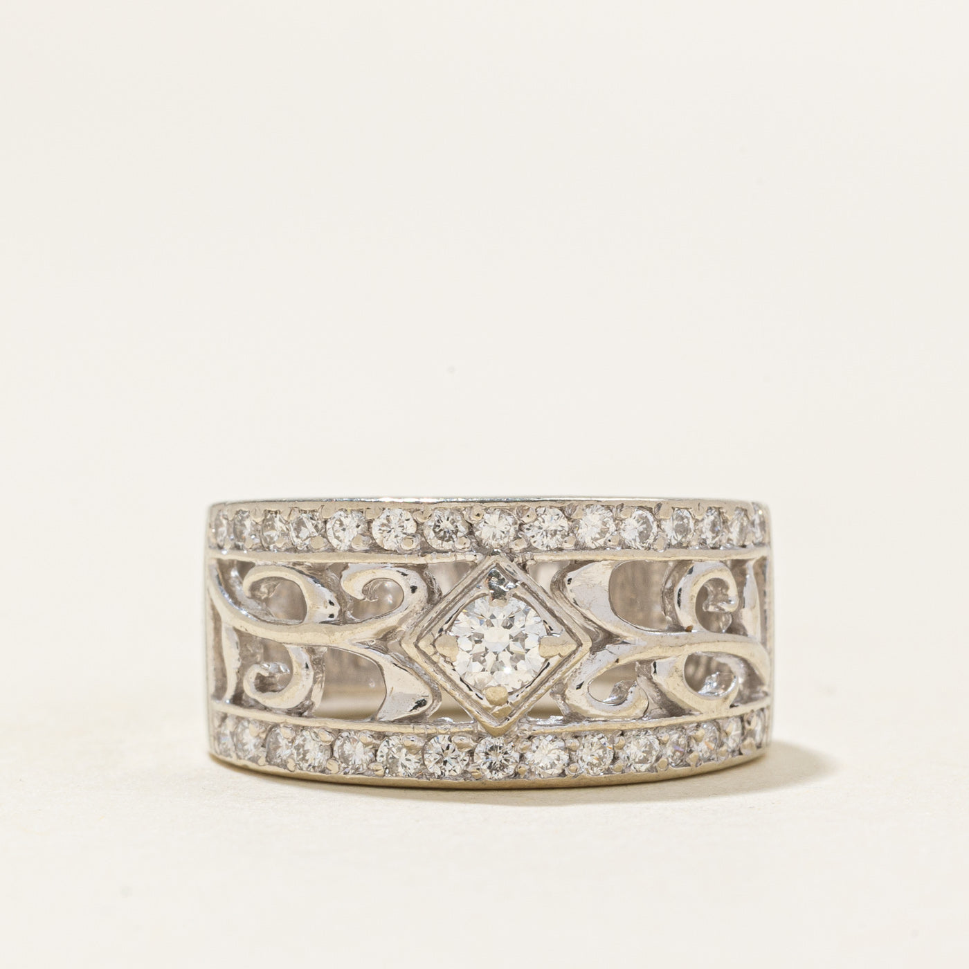 Diamond Scrollwork Wide Band | 0.5ctw | SZ 6.75 |