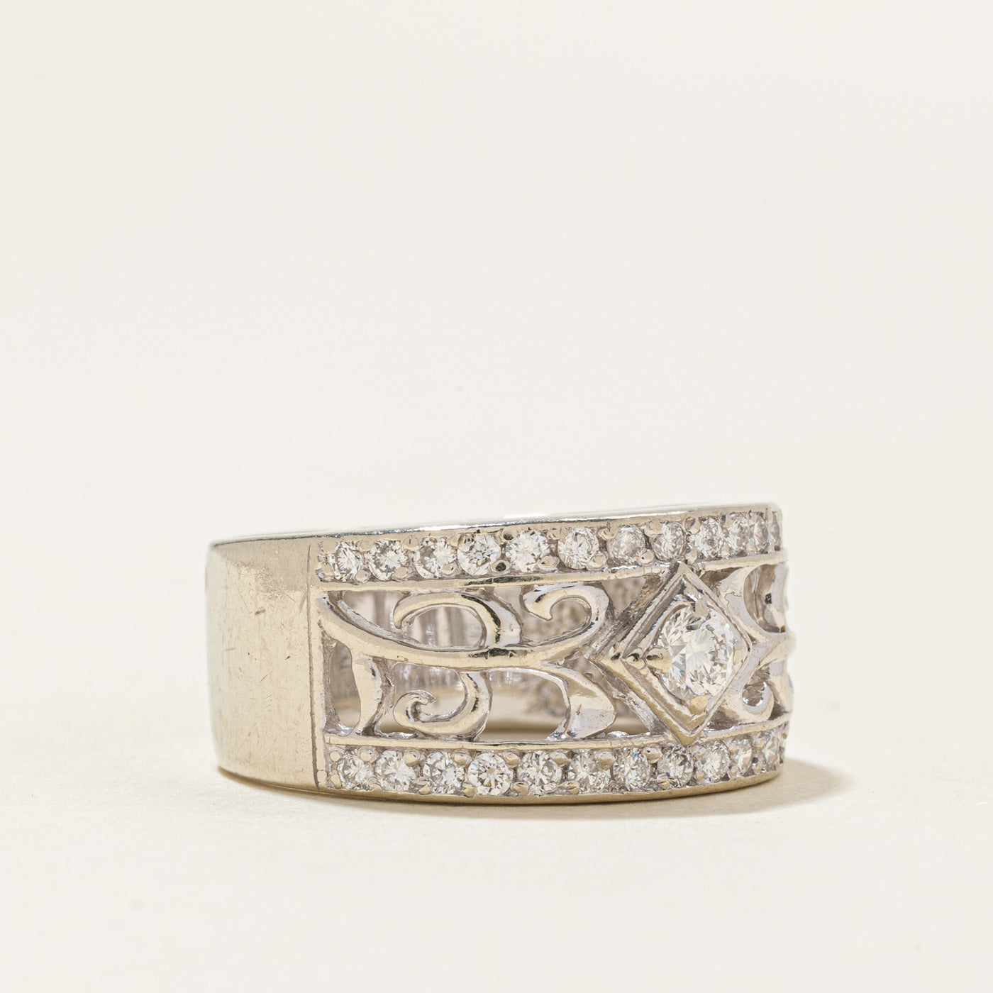 Diamond Scrollwork Wide Band | 0.5ctw | SZ 6.75 |