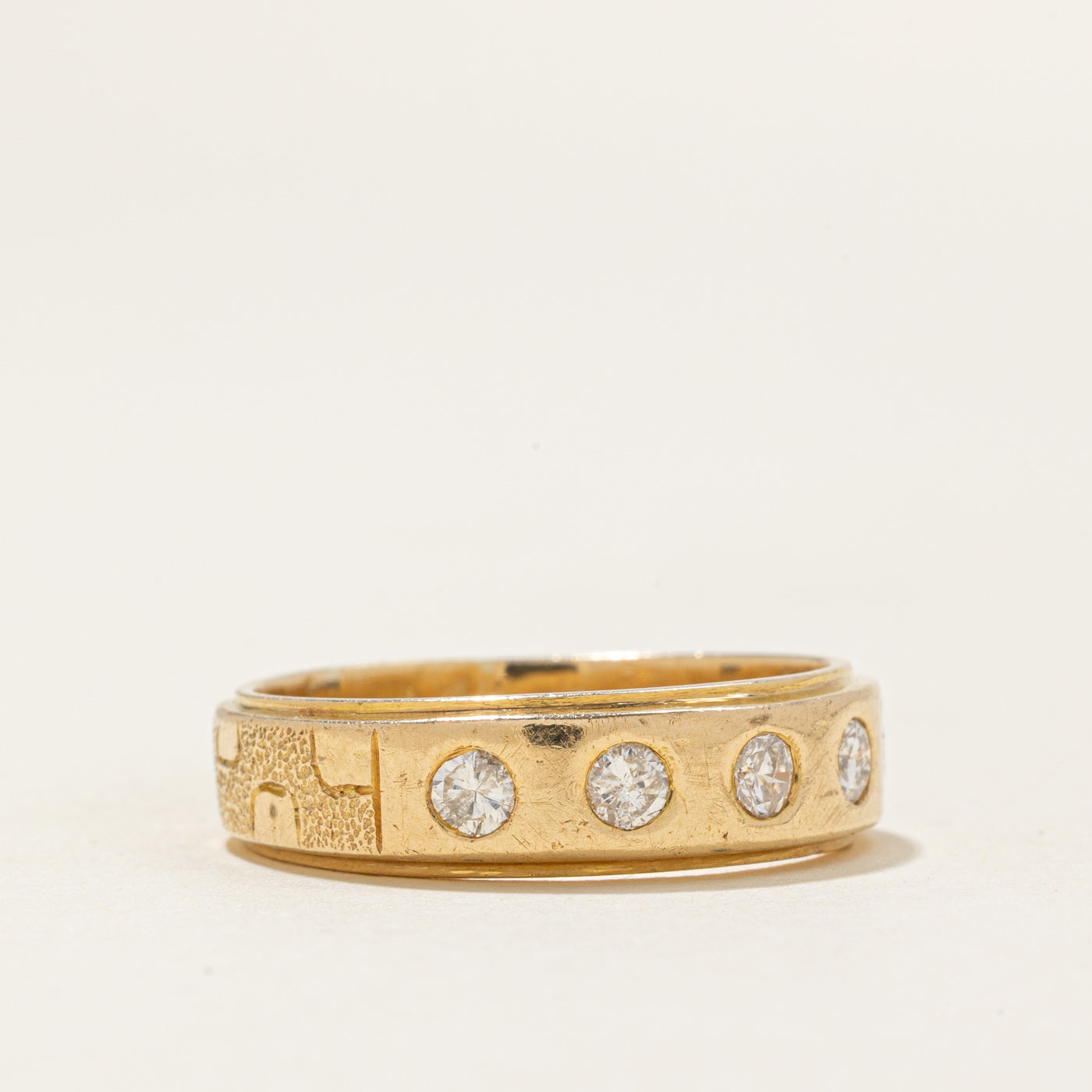 Flush Set Five Stone Diamond Textured Band | 0.45ctw | SZ 9.5 |