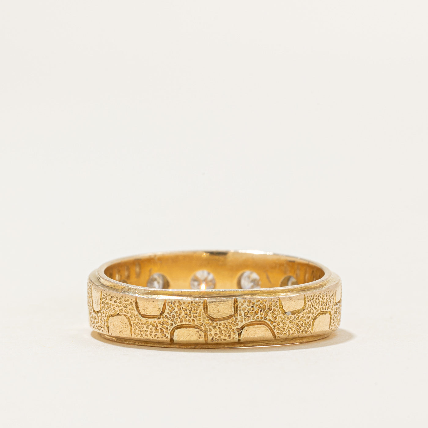 Flush Set Five Stone Diamond Textured Band | 0.45ctw | SZ 9.5 |