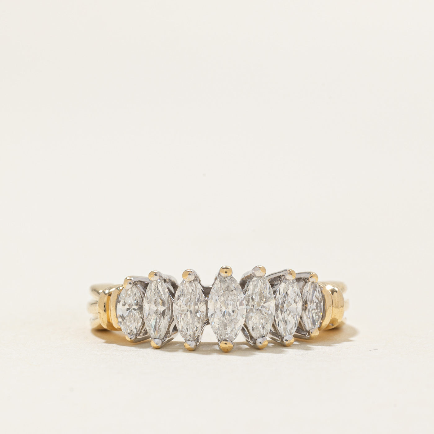 Marquise Cut Diamond Grooved Ring | 0.9ctw | SZ 7.0 |