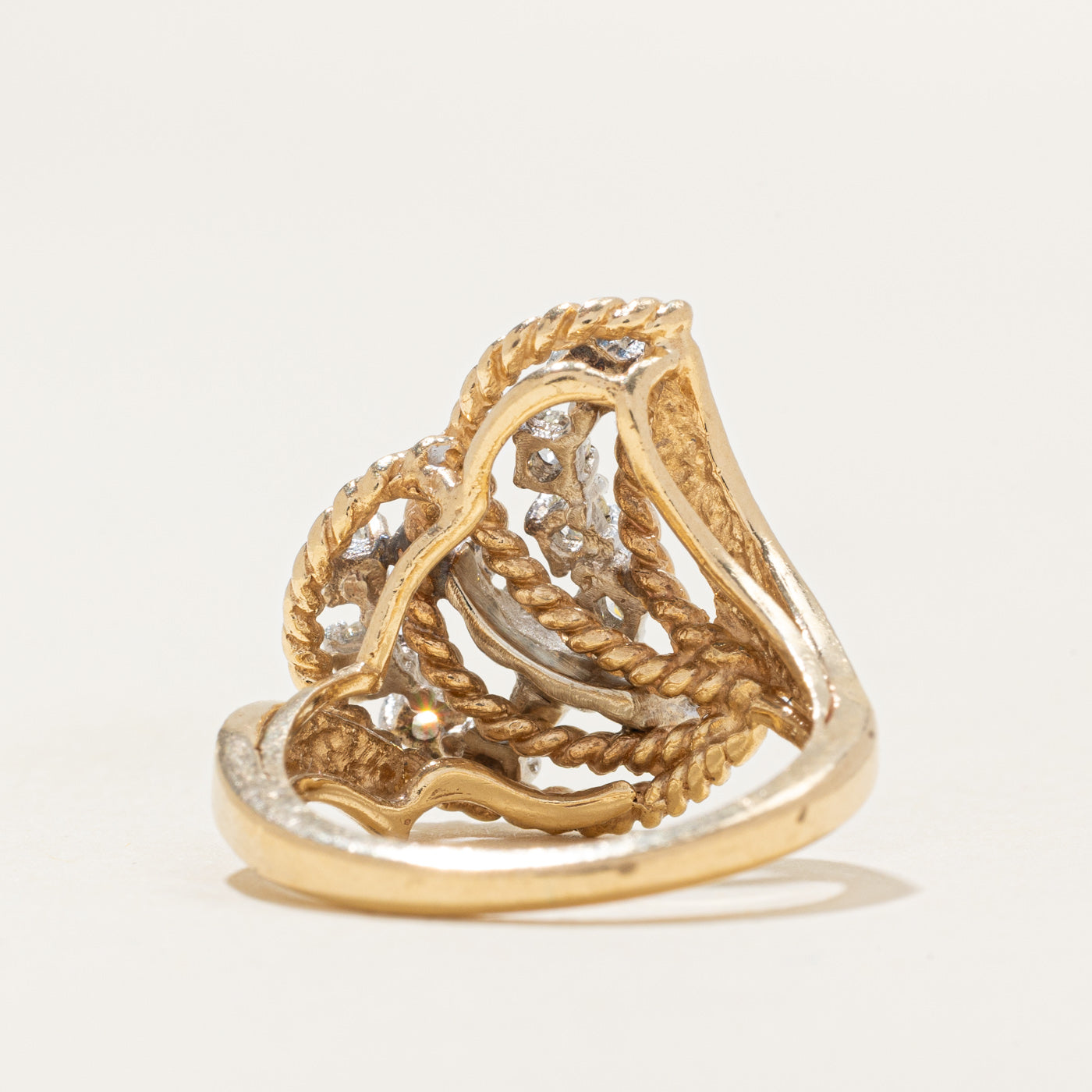 Bague cocktail texturée en corde et diamants dispersés | 0,4 ct | Taille 6,0 |