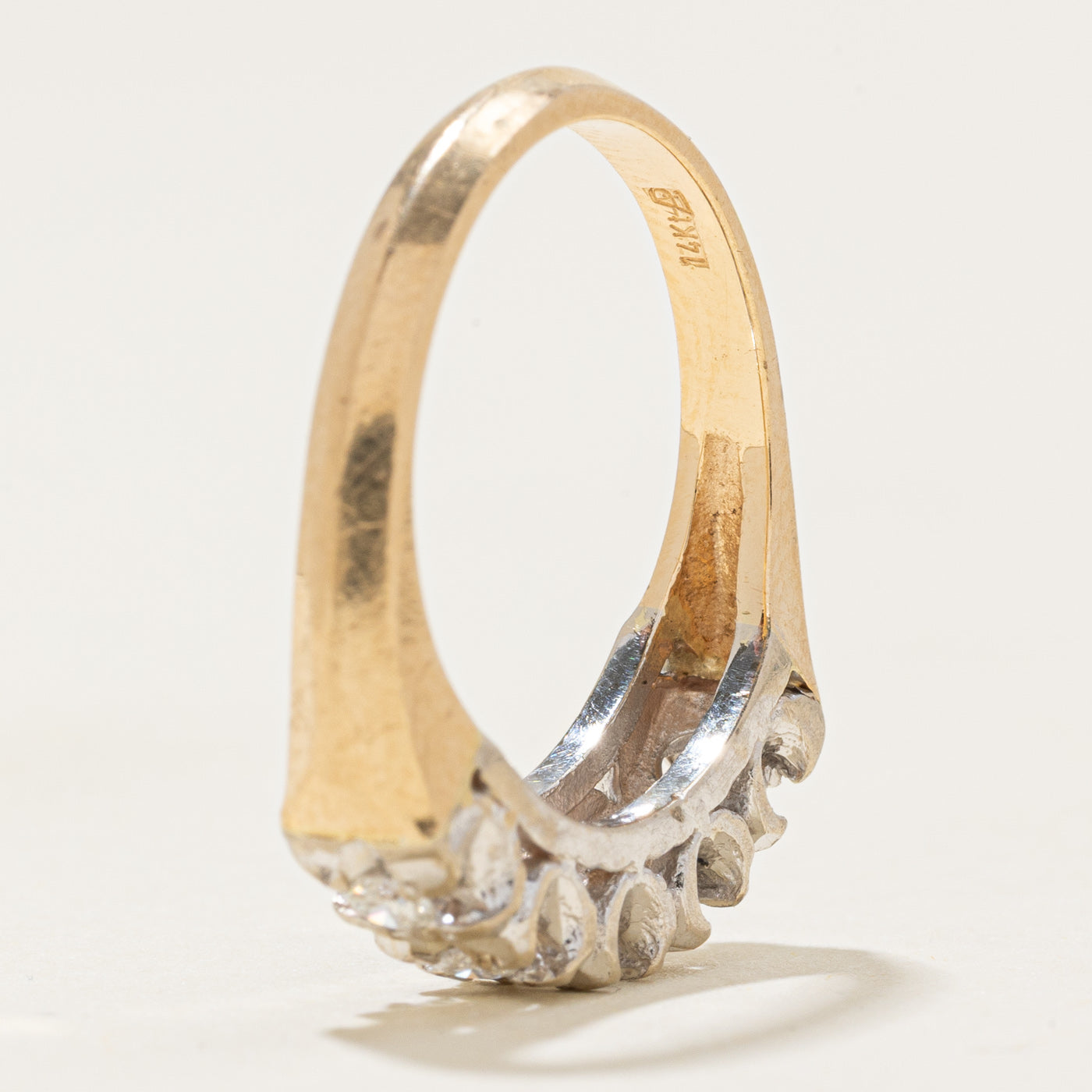 Two Tone Gold Five Stone Diamond Textured Band | 0.2ctw | SZ 6.25 |