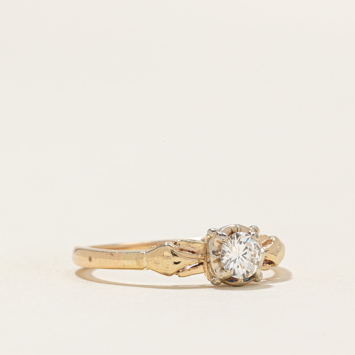 Illusion Set Solitaire Diamond Textured Ring | 0.32ct | SZ 8.0 |