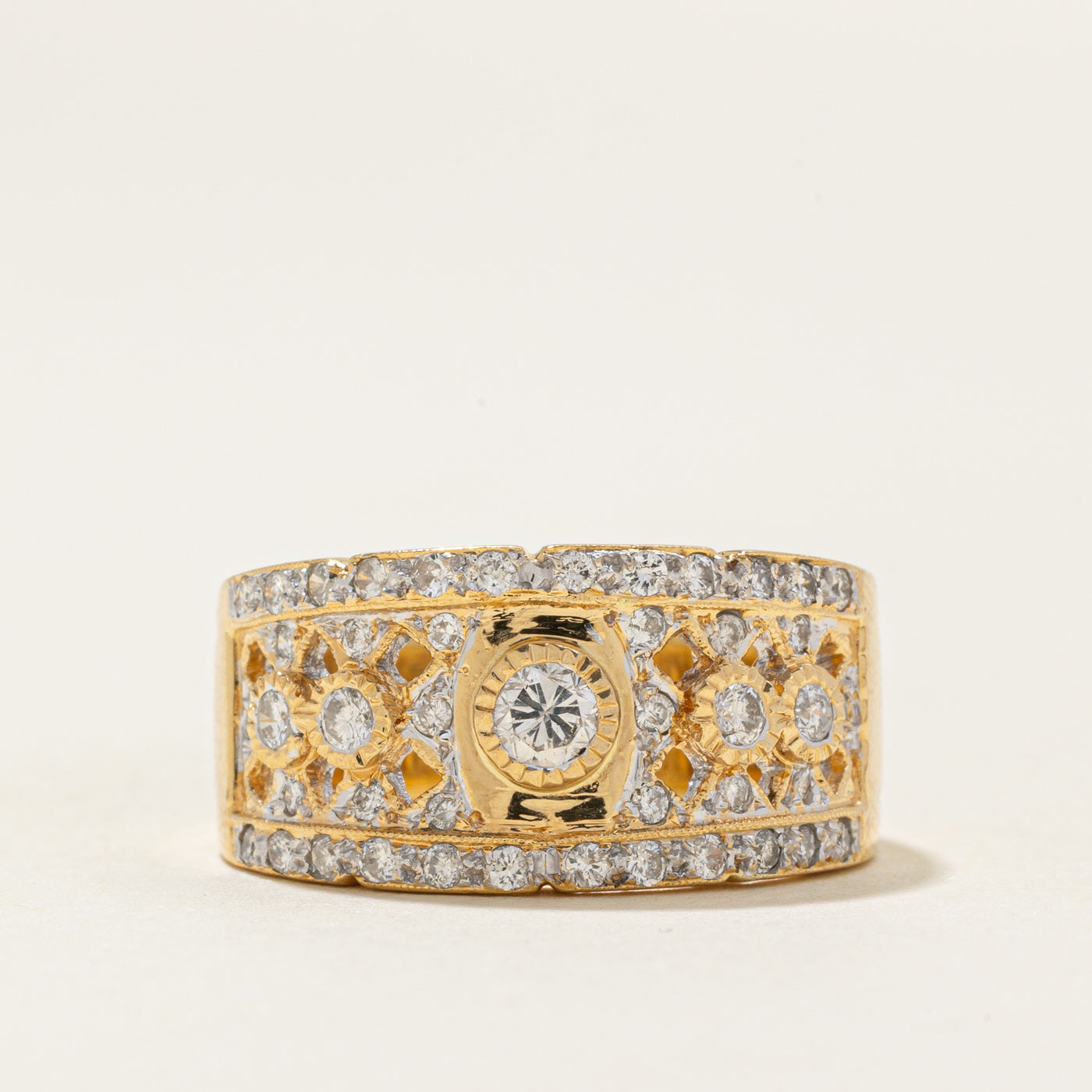 Diamond Cluster Openwork Wide Band | 0.45ctw | SZ 6.75 |