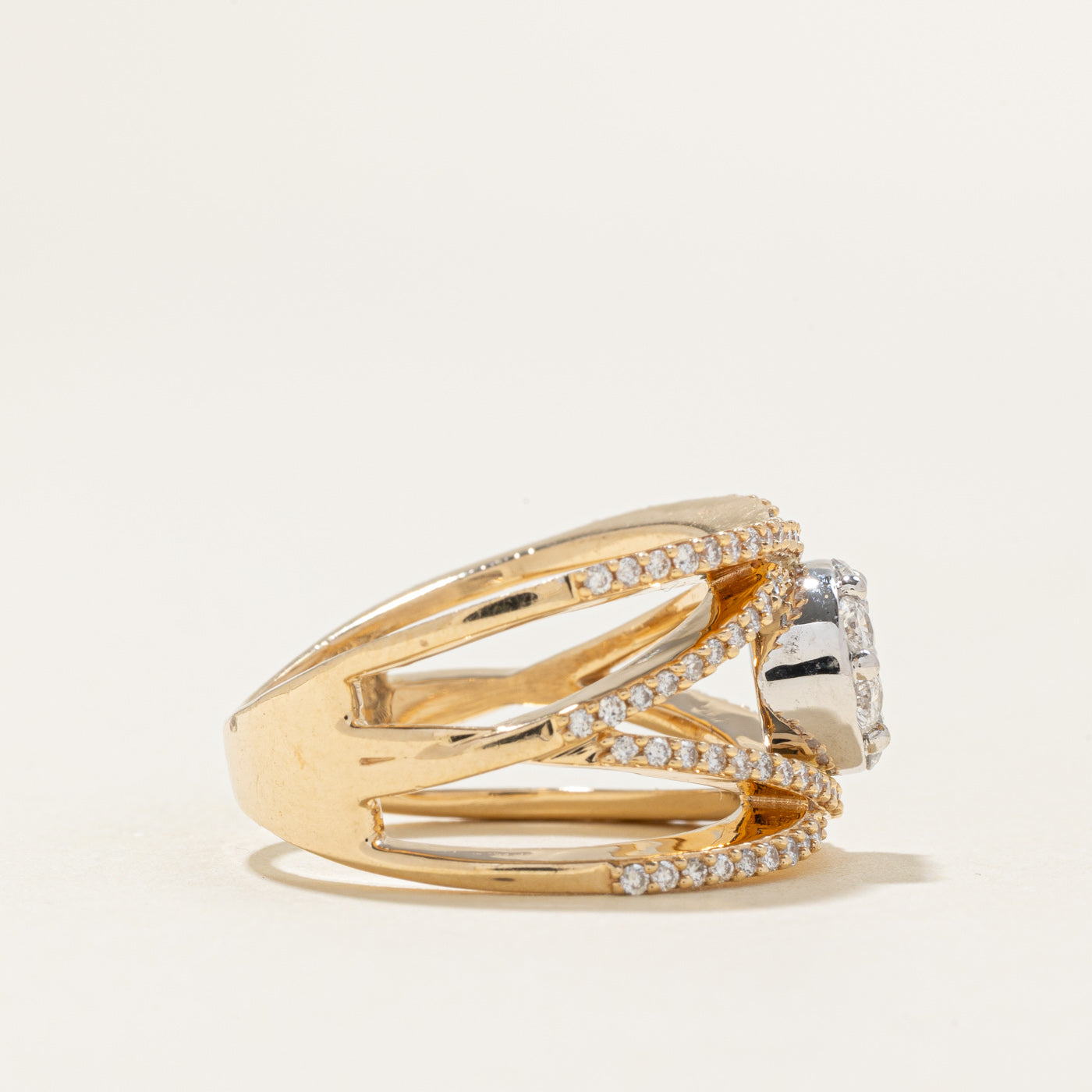 Diamond Cluster Double Crossover Ring | 0.95ctw | SZ 7.5 |