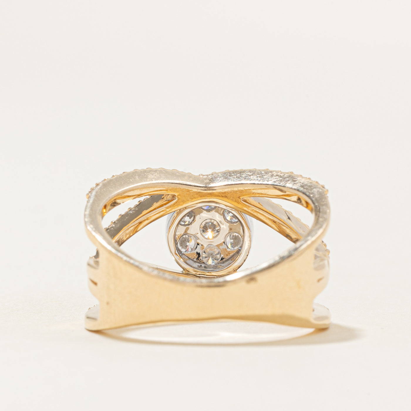 Diamond Cluster Double Crossover Ring | 0.95ctw | SZ 7.5 |
