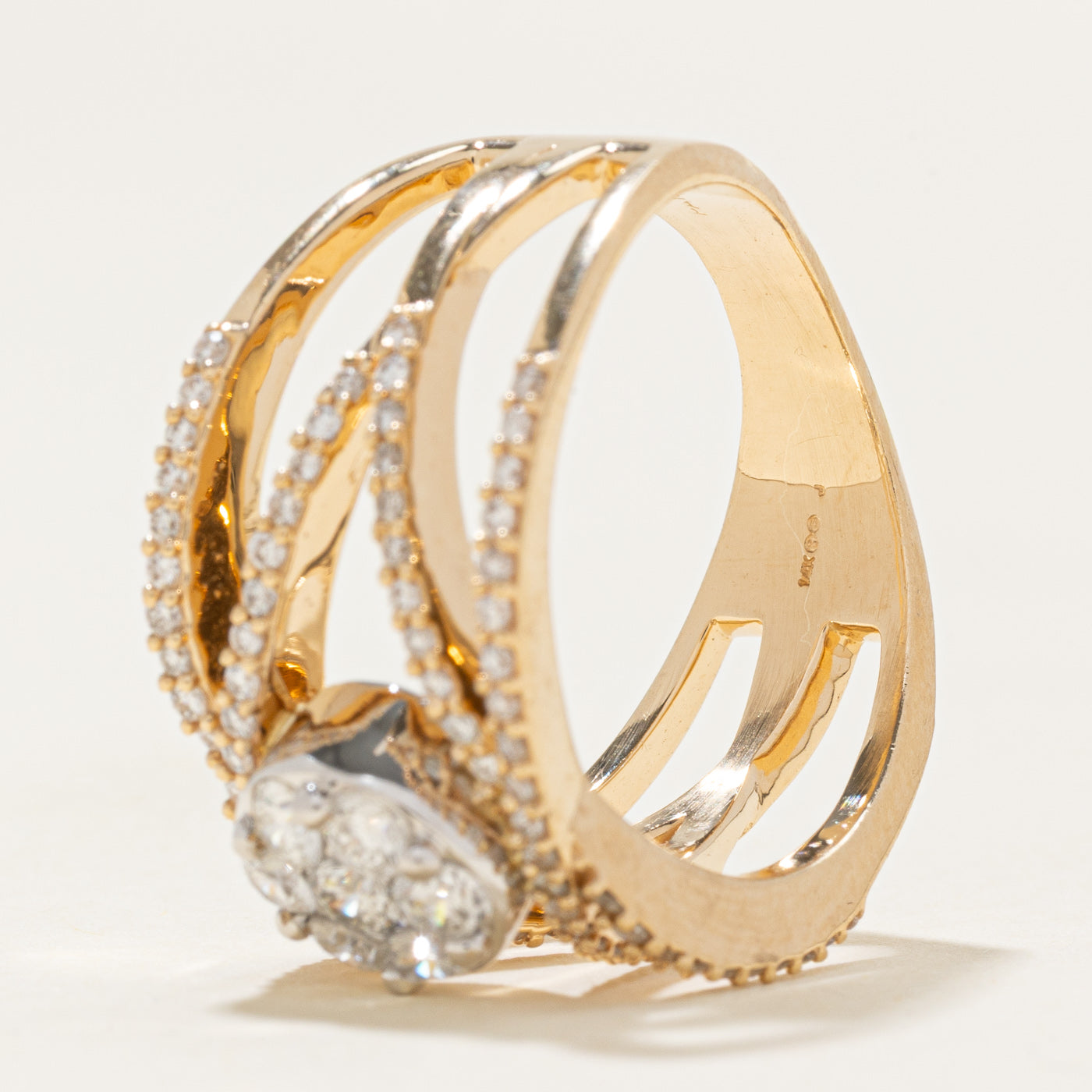 Diamond Cluster Double Crossover Ring | 0.95ctw | SZ 7.5 |