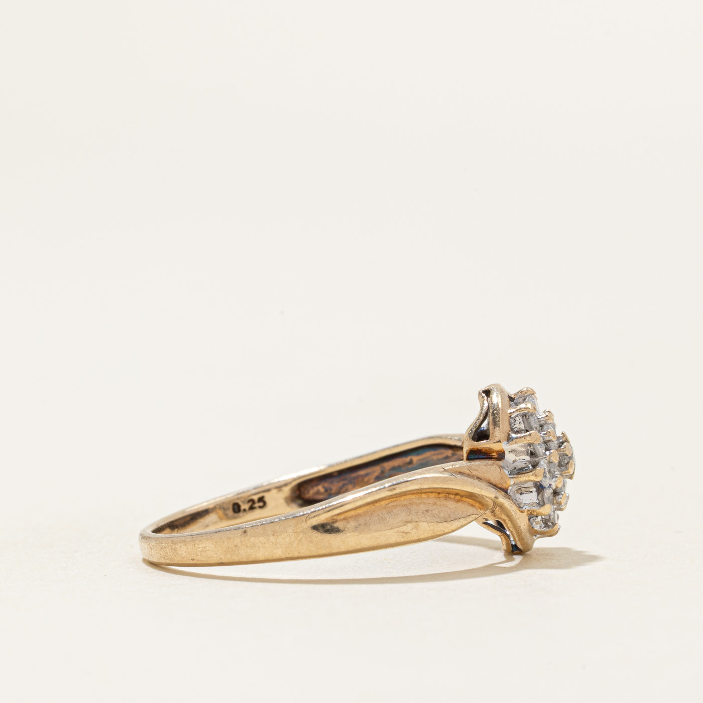 Diamond Cluster Bypass Ring | 0.25ctw | SZ 7.25 |