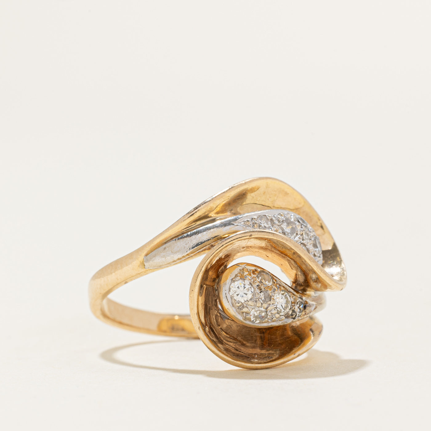 Diamond Abstract Bypass Cocktail Ring | 0.3ctw | SZ 7.25 |