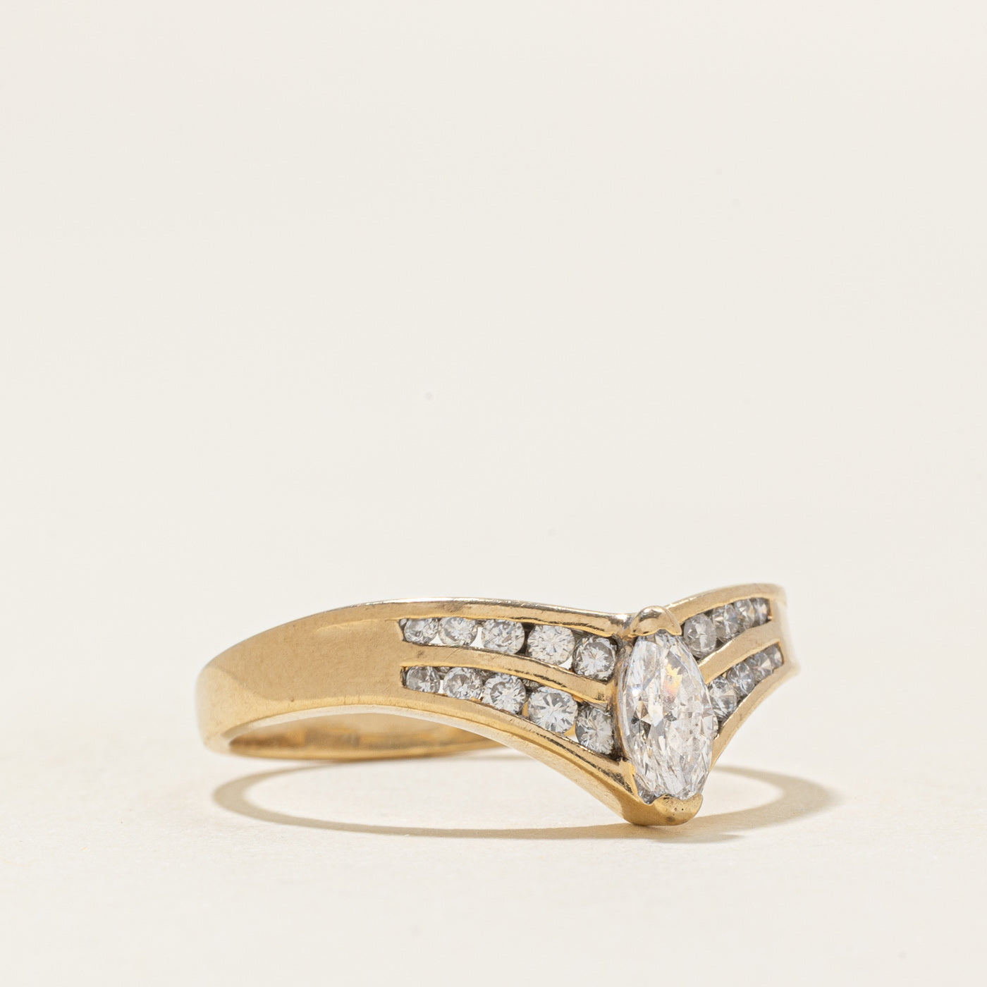 Marquise Cut Diamond Chevron Ring | 0.23ct, 0.26ctw | SZ 5.5 |