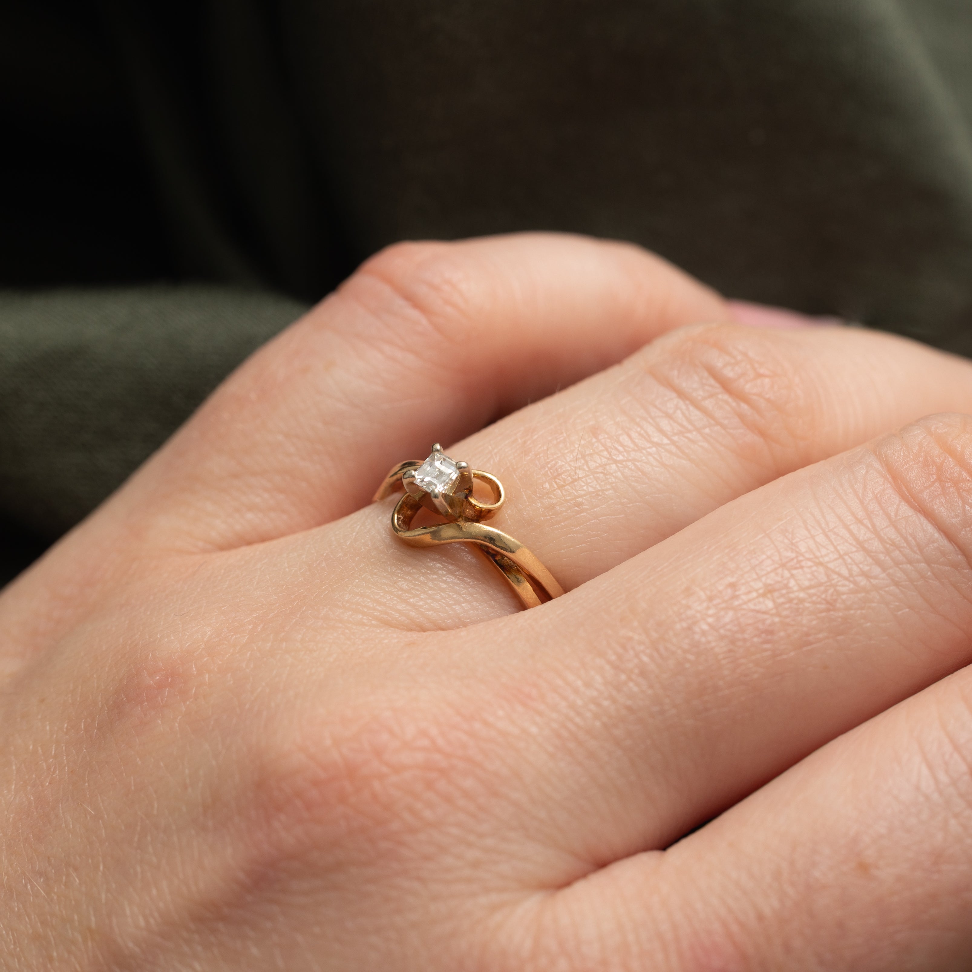 Bague croisée en diamant taille Asscher | 0,1 ct | Taille 4,75 |