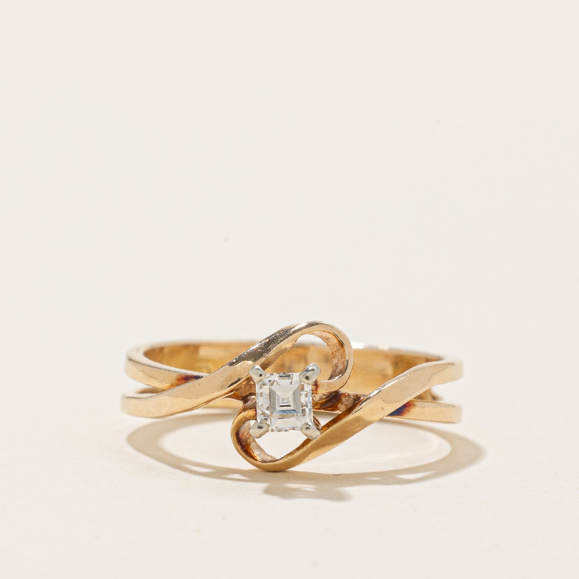 Bague croisée en diamant taille Asscher | 0,1 ct | Taille 4,75 |