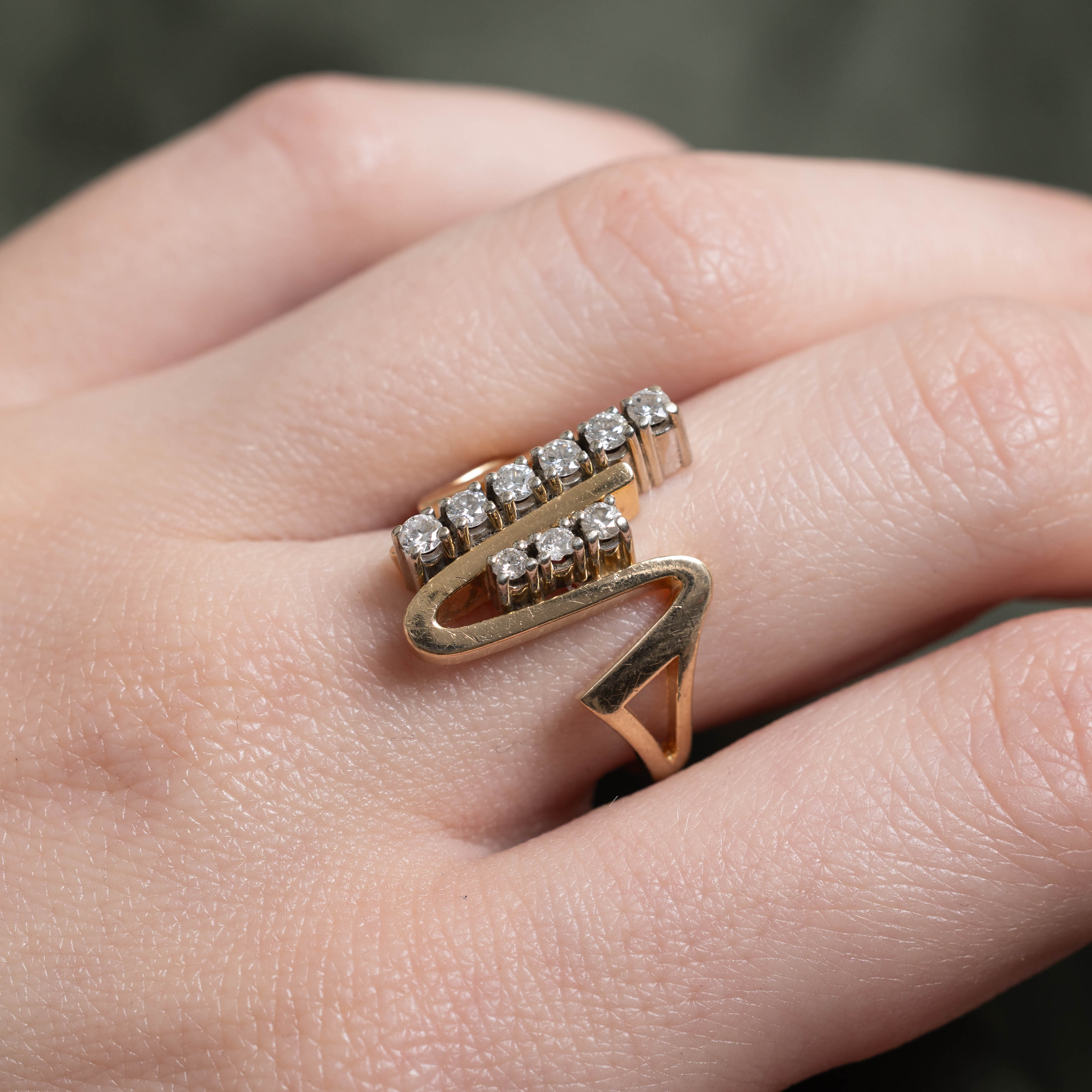 14k Diamond Abstract Squiggle Ring | 0.44ctw | SZ 6.5