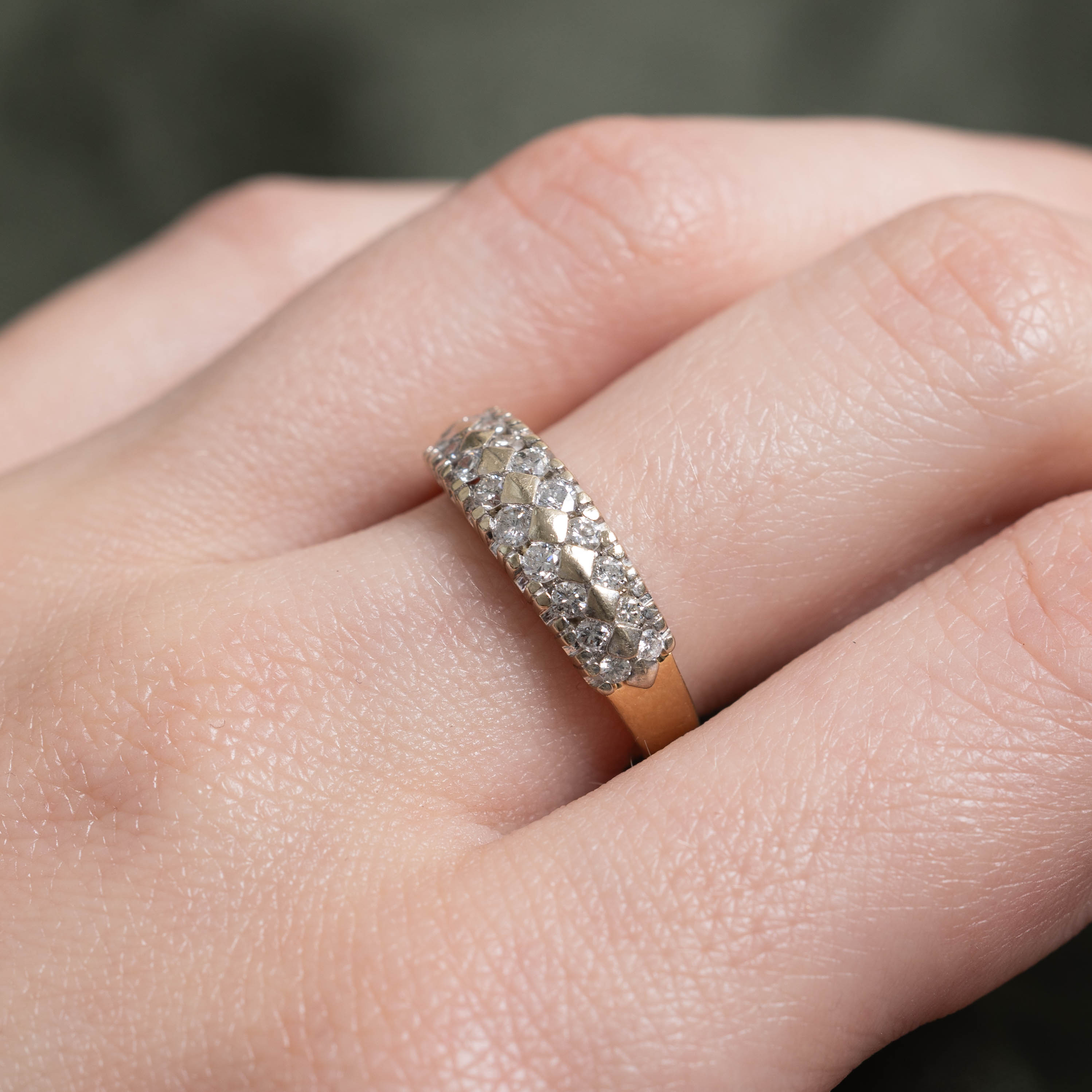 14k Multi Row Diamond Dome Ring | 0.54ctw | SZ 6.5