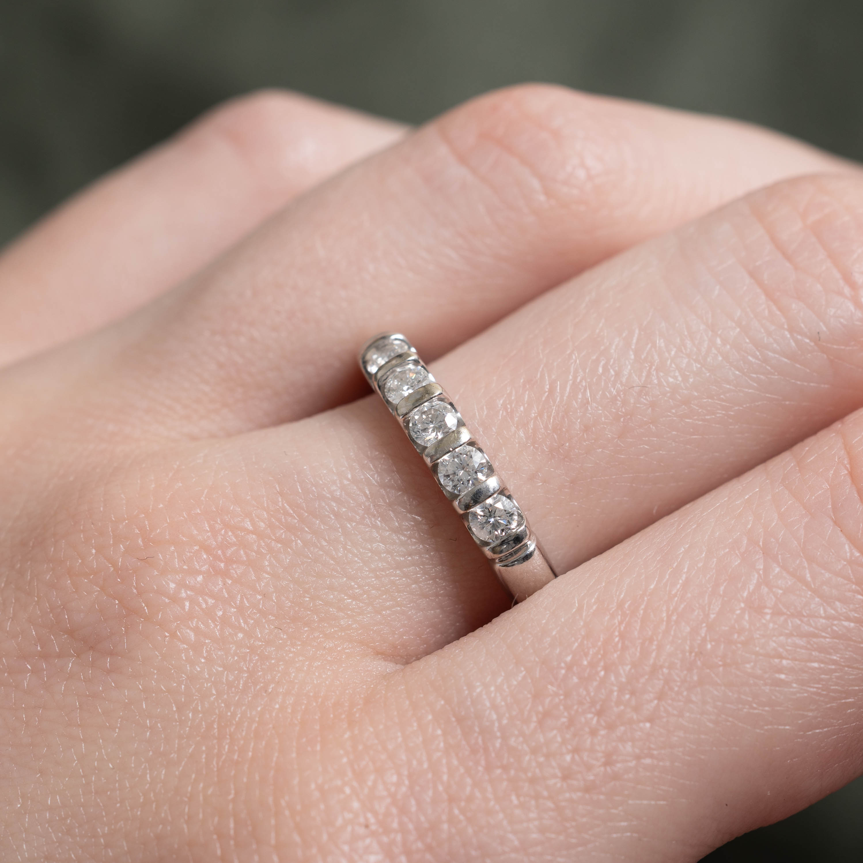 14k Tension Set Five Stone Diamond Ring | 0.44ctw | SZ 6.75