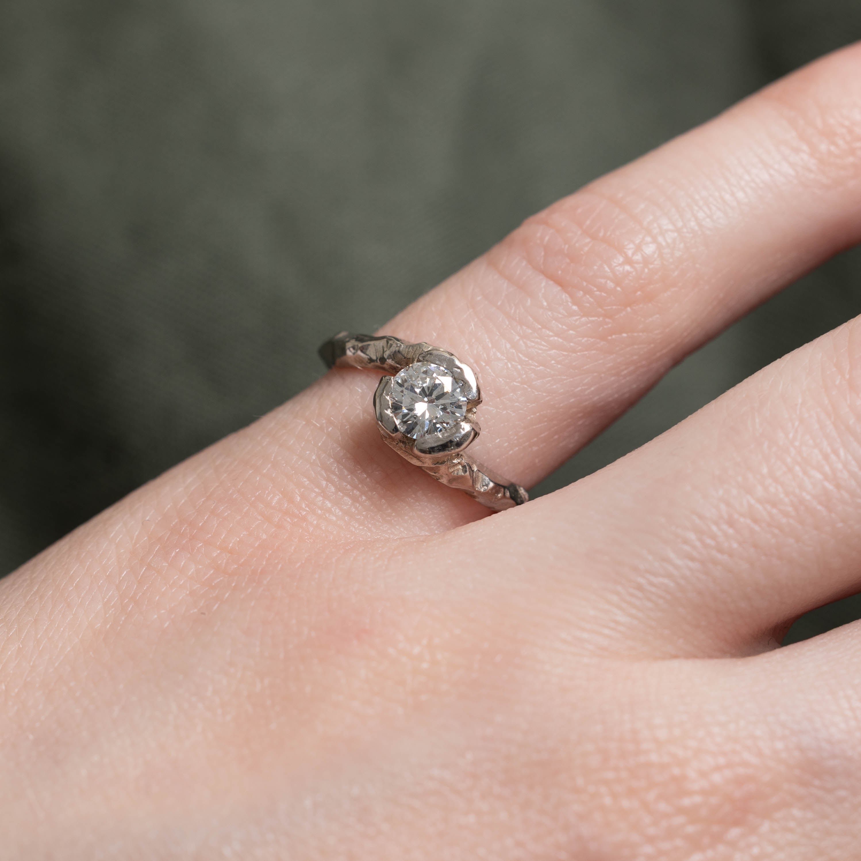18k Solitaire Diamond Rough Bypass Ring | 0.50ct | SZ 4.25