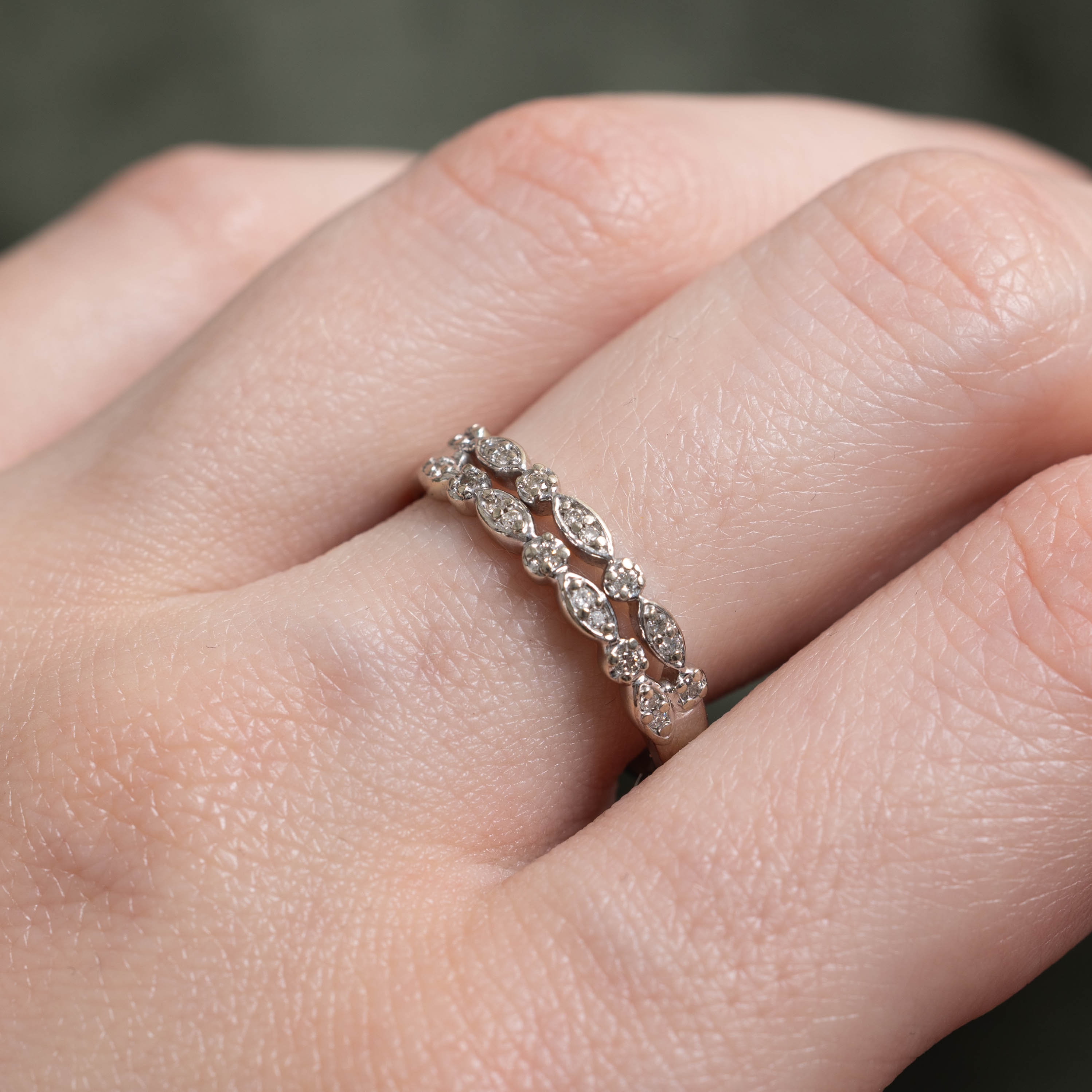 10k Multi Row Diamond Marquise Split Ring | 0.13ctw | SZ 7.25
