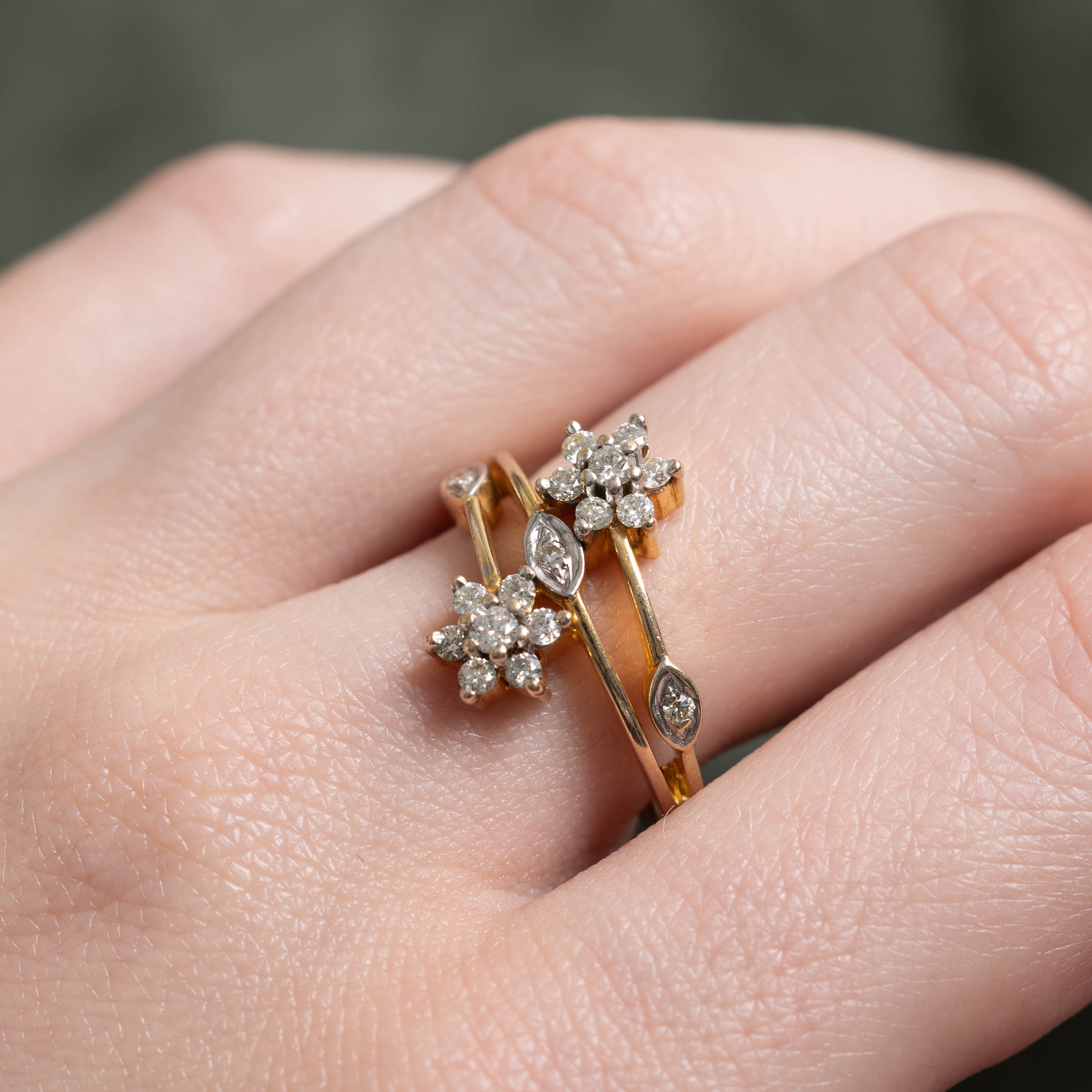 18k Scattered Diamond Petal Openwork Ring | 0.40ctw | SZ 7
