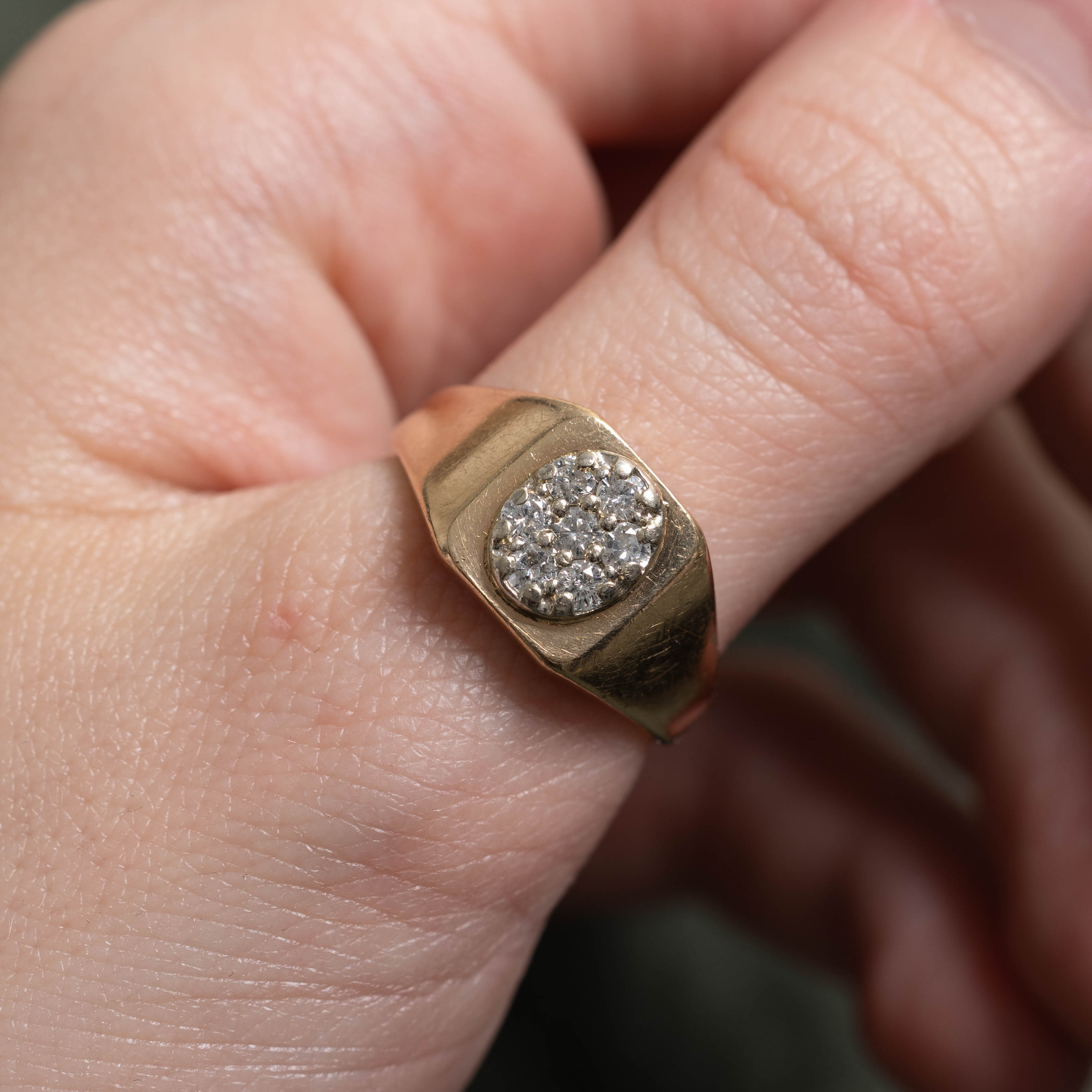 10k Diamond Cluster Signet Ring | 0.44ctw | SZ 8.75