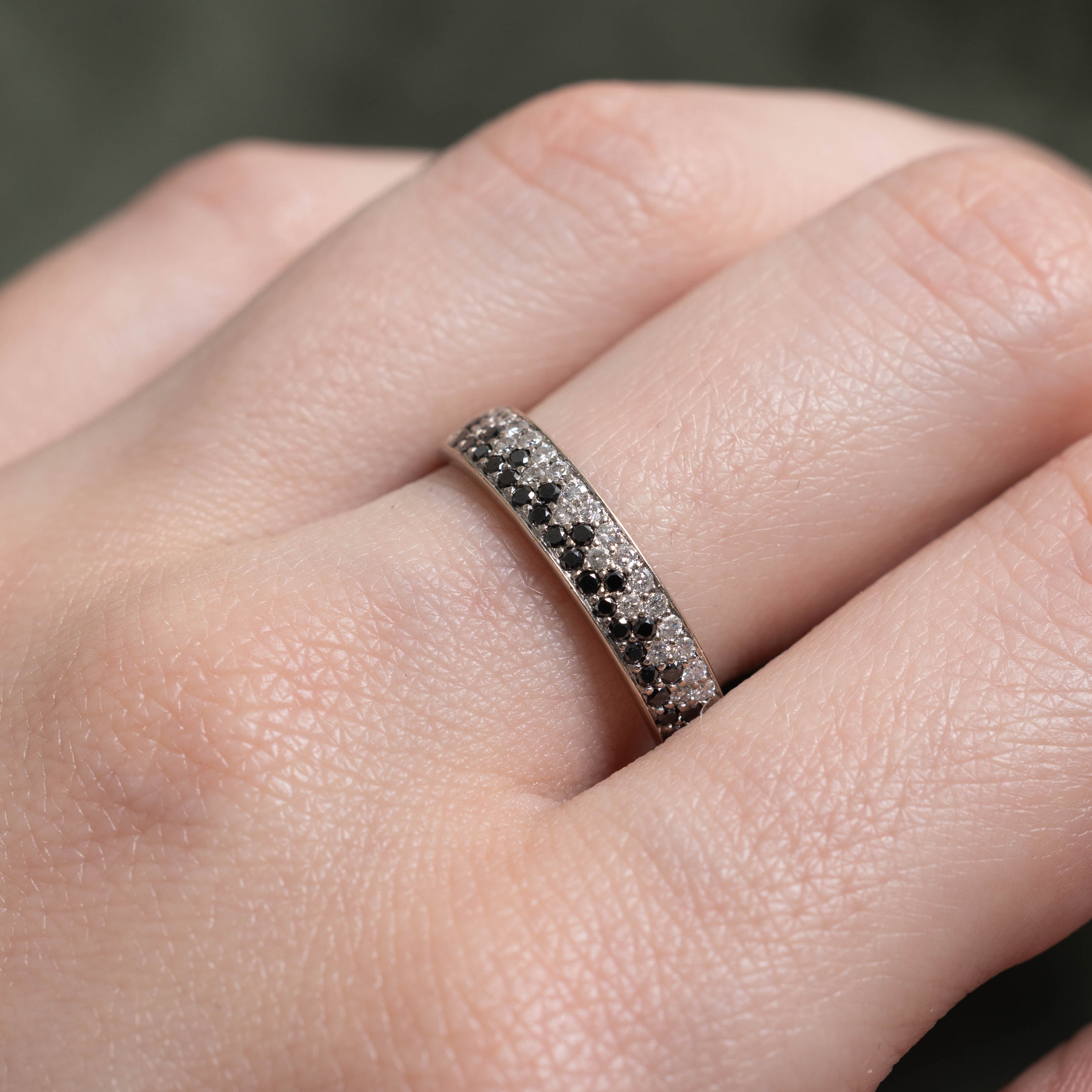 14k Pave Set Black & White Diamond Band | 0.30ctw | SZ 7.75