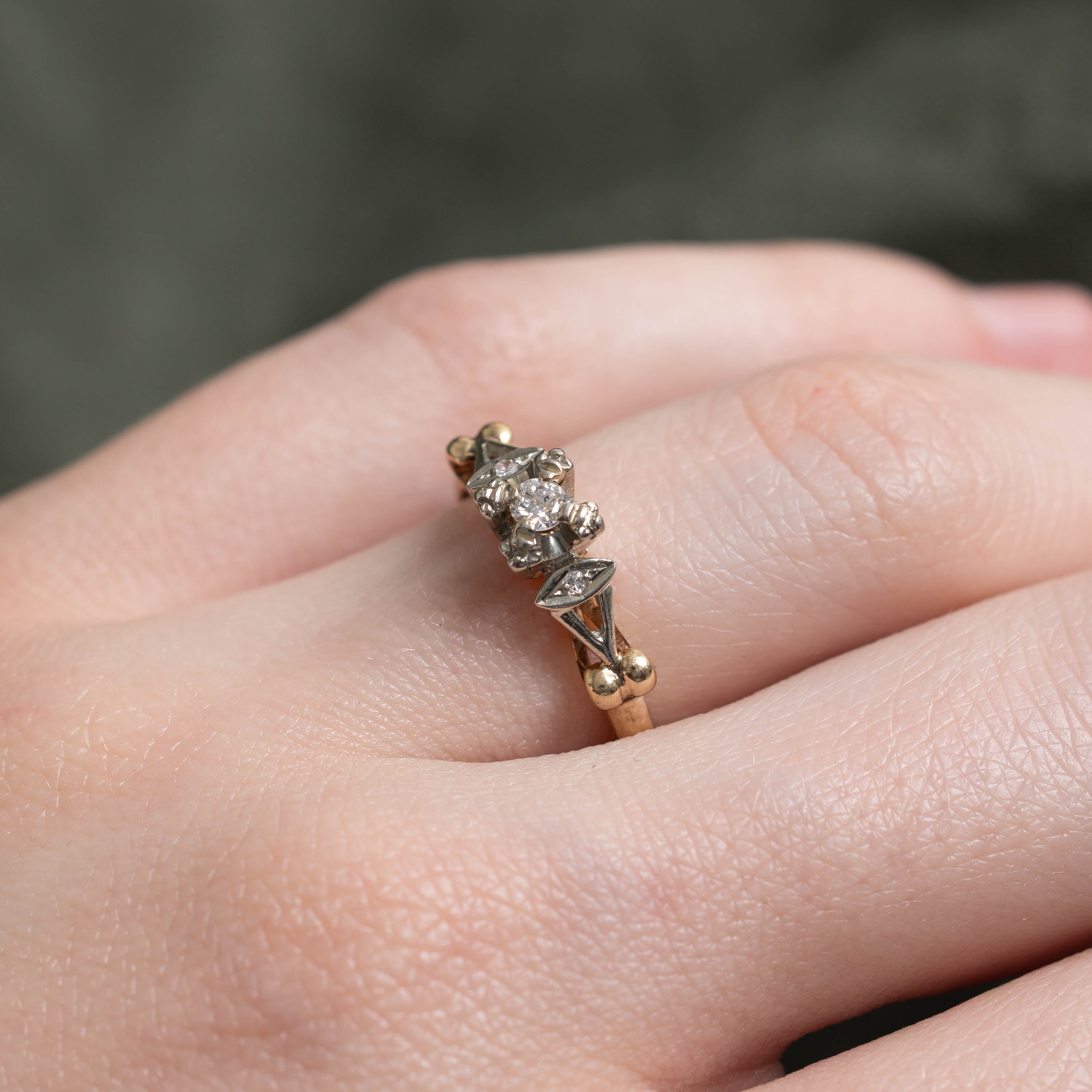 14k Two Tone Illusion Set Diamond Openwork Ring | 0.09ctw | SZ 5.5
