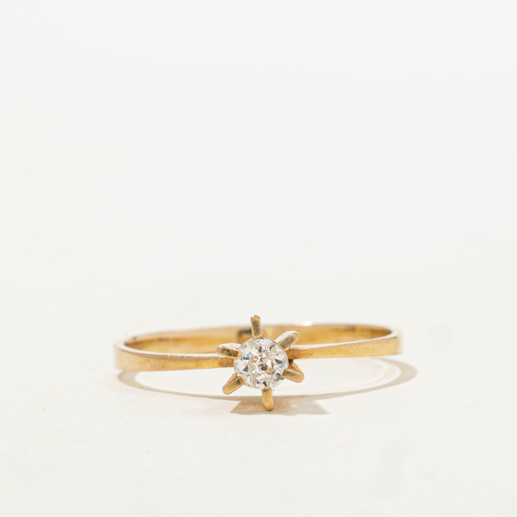 18k Six Prong Old Mine Cut Diamond Ring | 0.12ctw | SZ 6.5