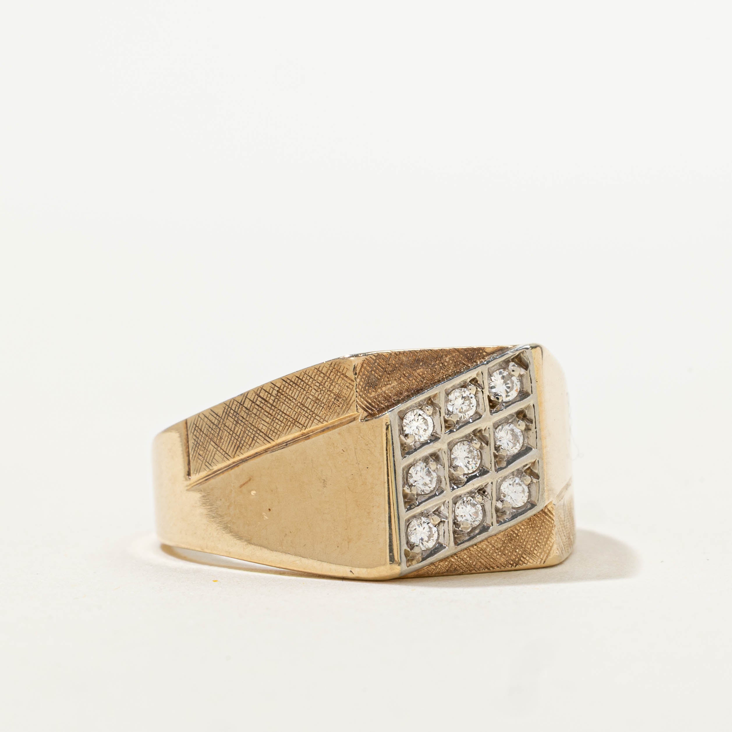 10k Diamond Diagram Grid Ring | 0.14ctw | SZ 10.25