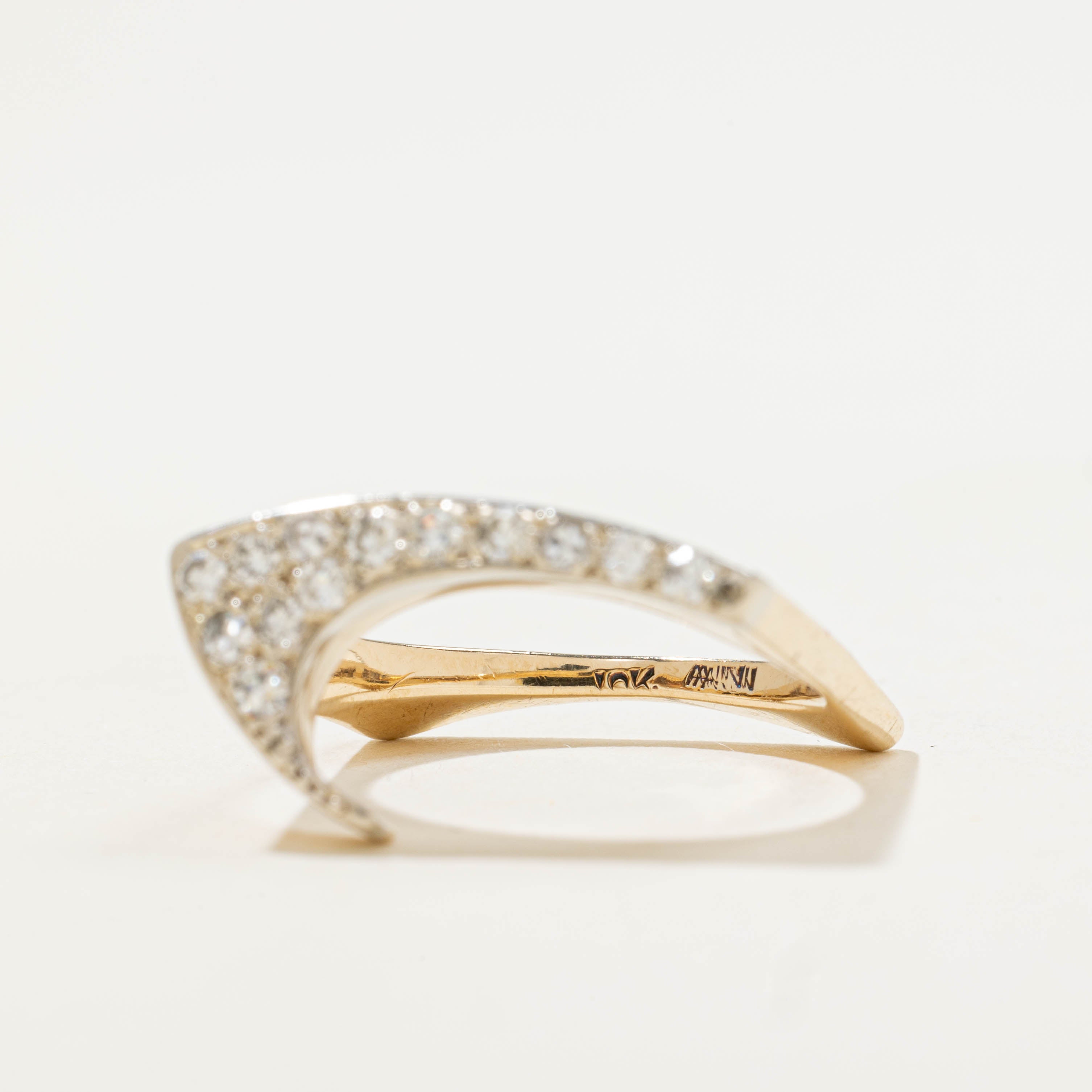 10k Diamond Waterfall Slash Ring | 0.29ctw | SZ 7