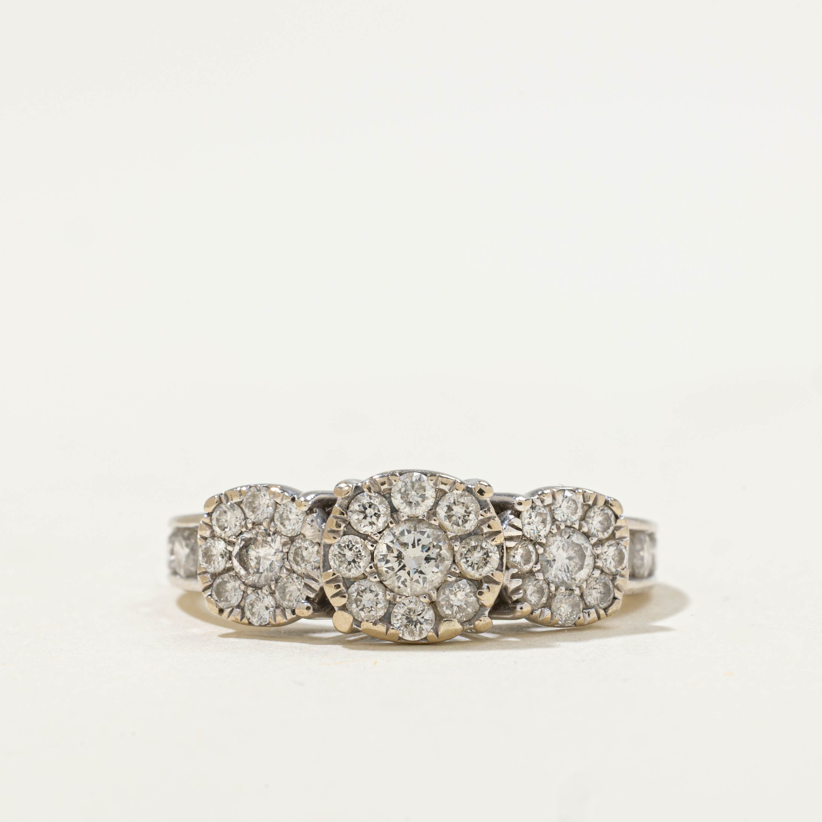 10k Diamond Triple Daisy Cluster Ring | 1.00ctw | SZ 5.75
