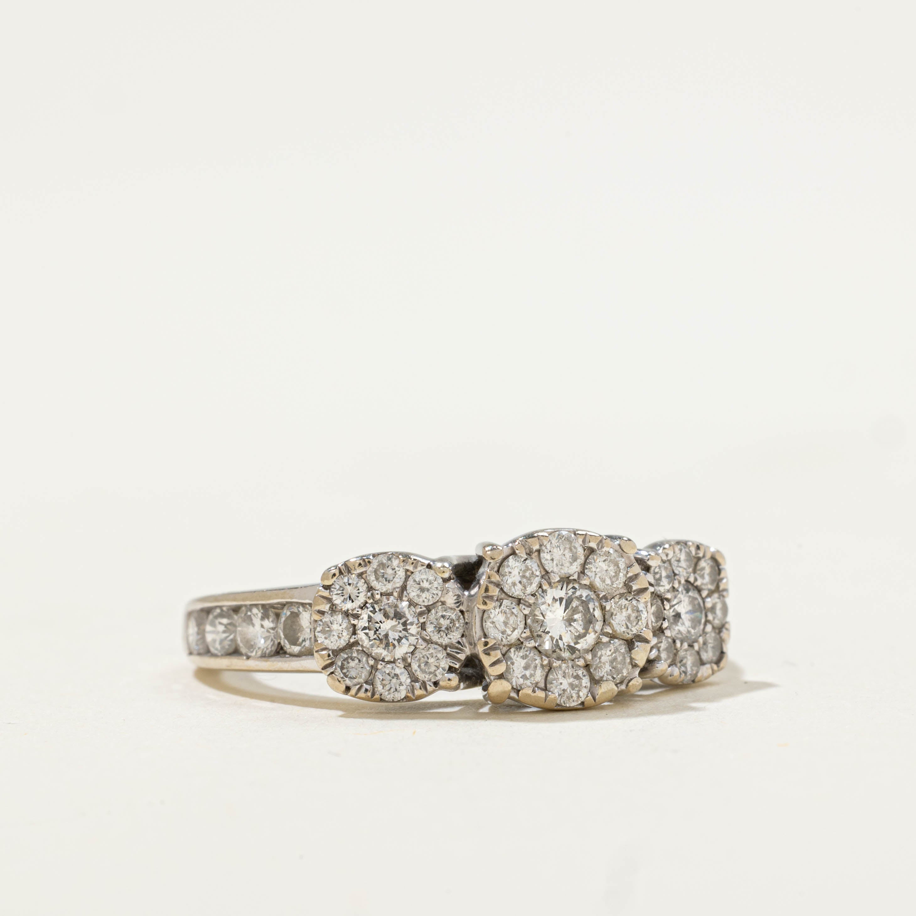 10k Diamond Triple Daisy Cluster Ring | 1.00ctw | SZ 5.75