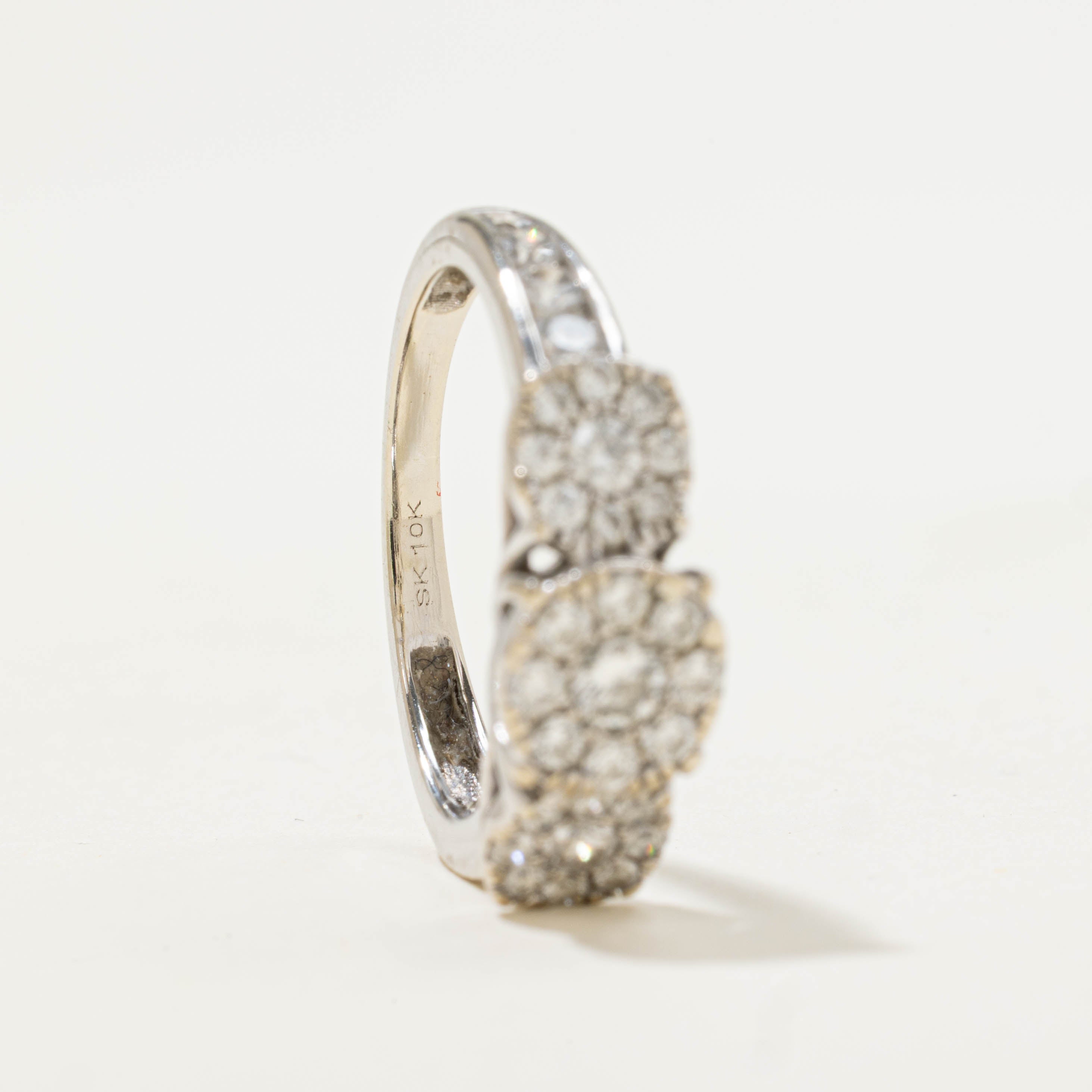 10k Diamond Triple Daisy Cluster Ring | 1.00ctw | SZ 5.75