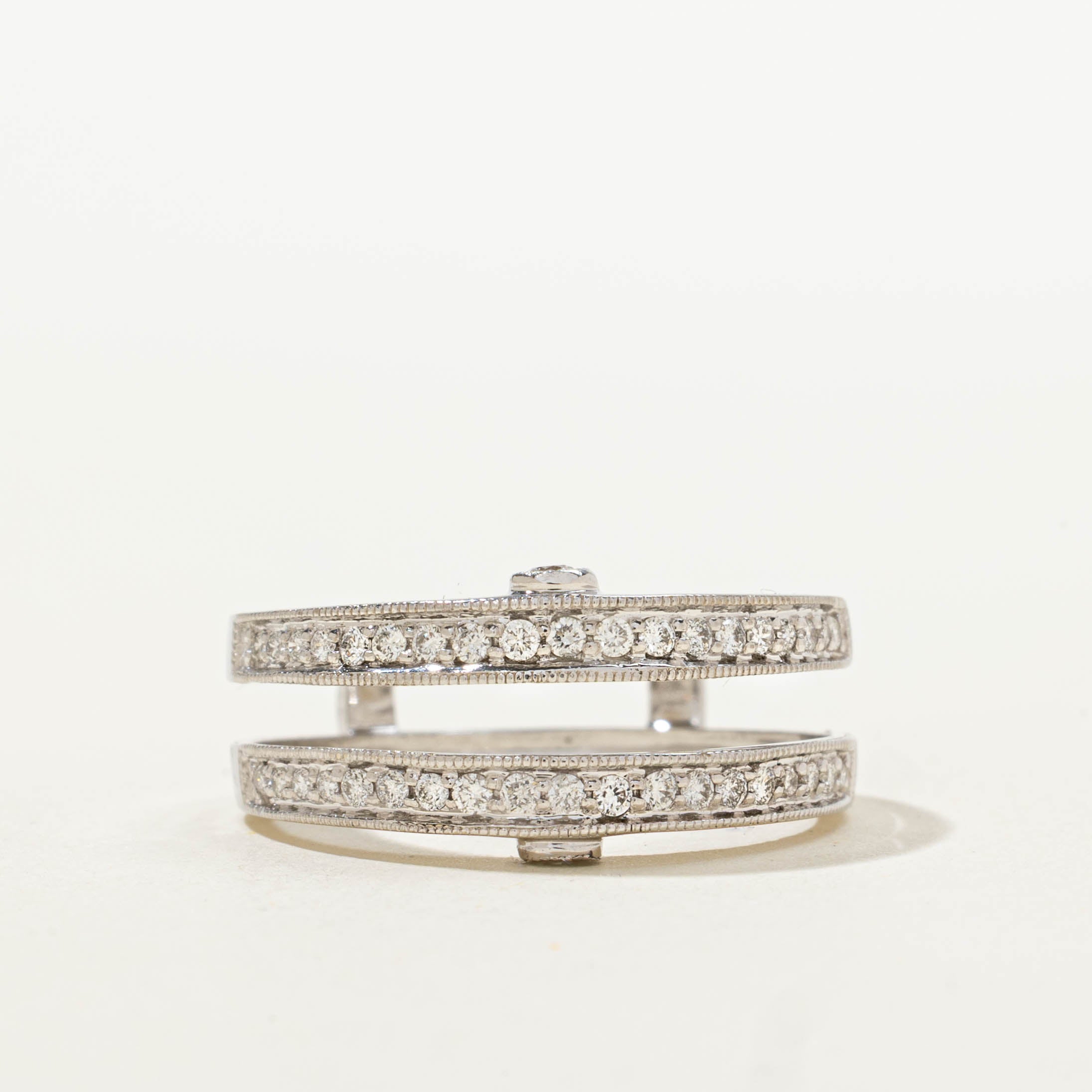 14k Semi Eternity Diamond Milgrained Stacked Ring | 0.43ctw | SZ 7