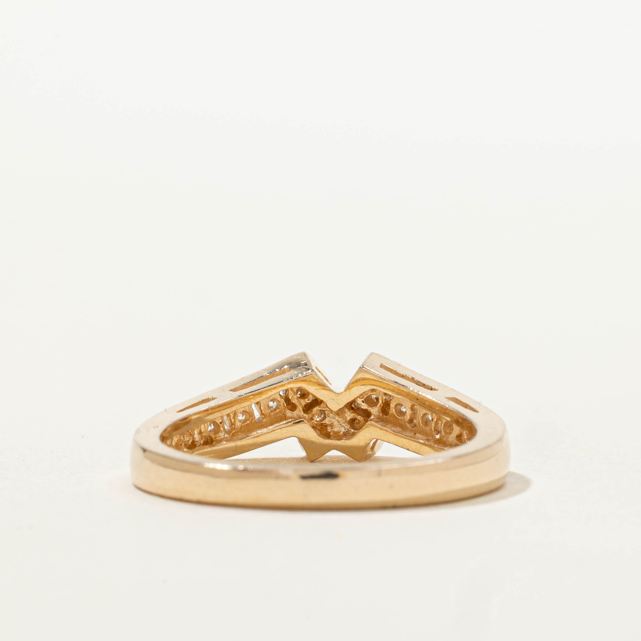 14k Channel Set Diamond “W” Chevron Ring | 0.21ctw | SZ 6