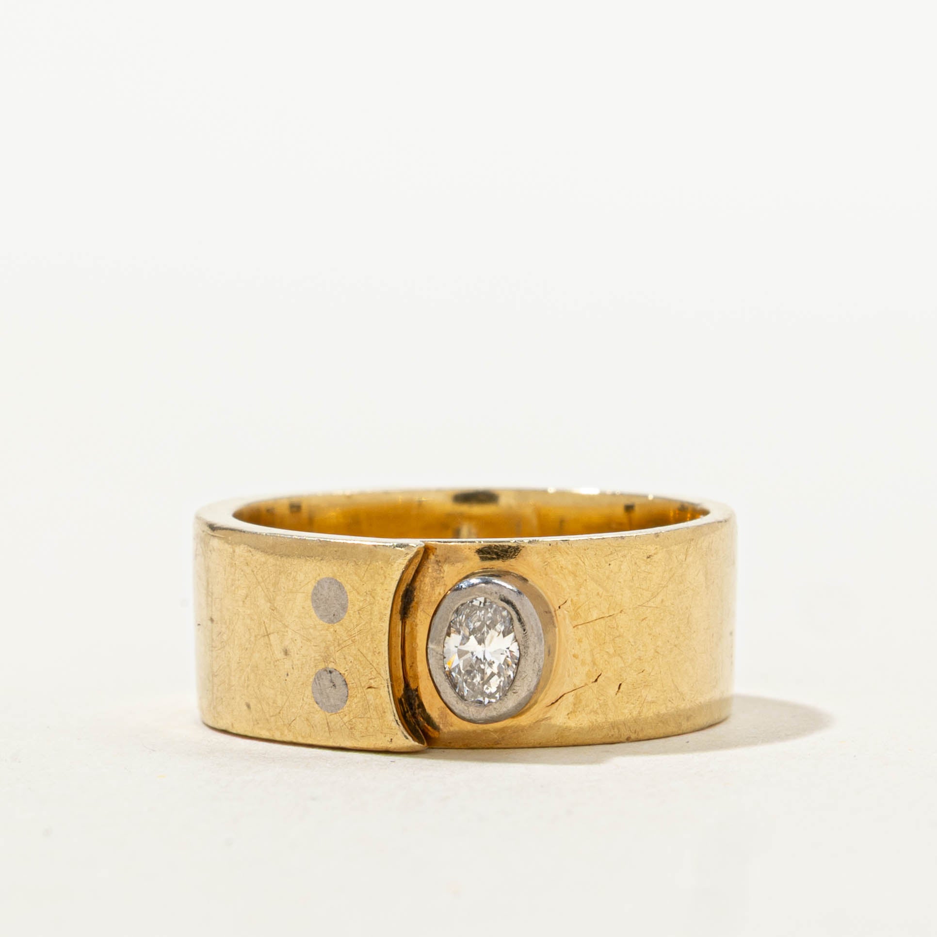18k Bezel Set Diamond Cigar Band | 0.15ctw | SZ 5