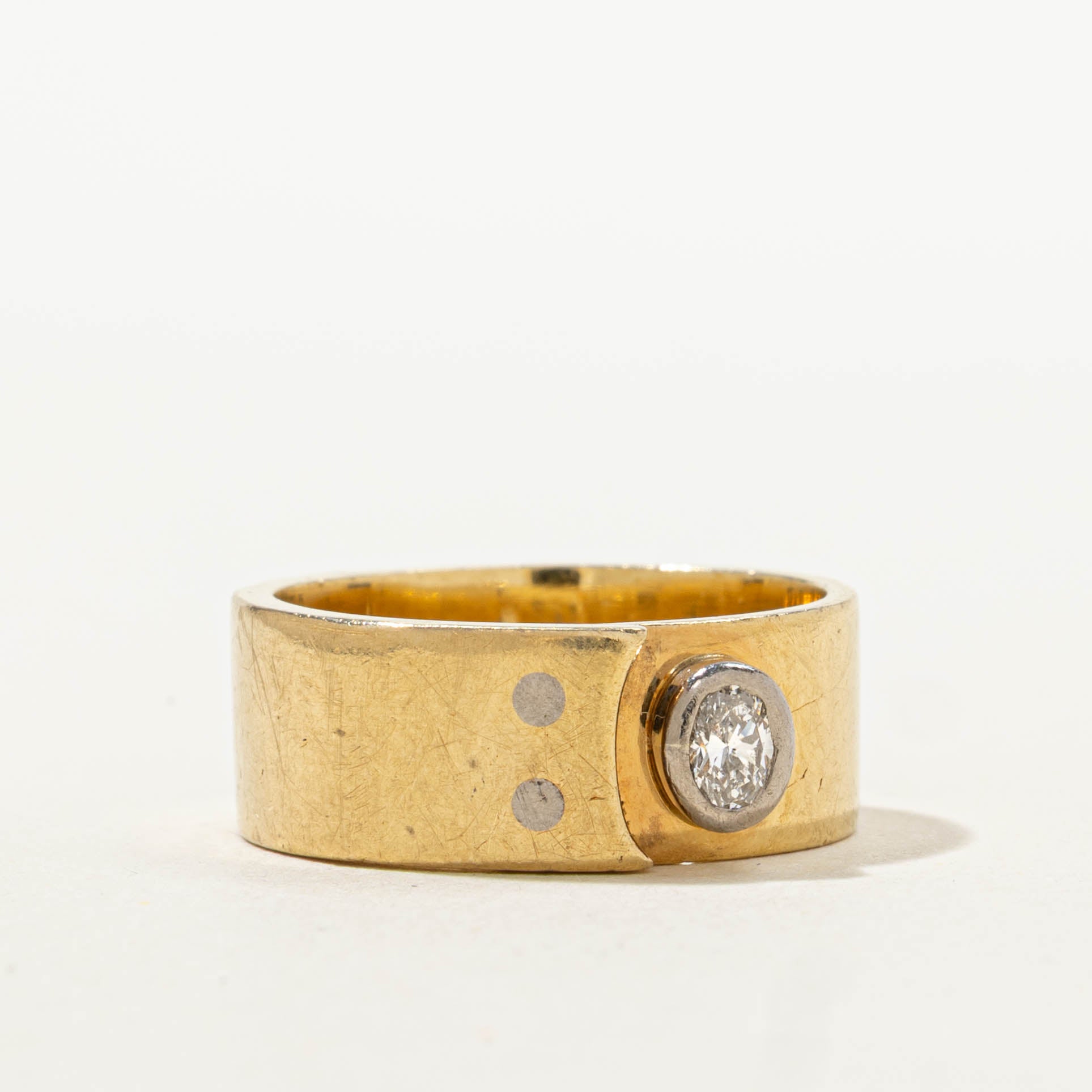 18k Bezel Set Diamond Cigar Band | 0.15ctw | SZ 5