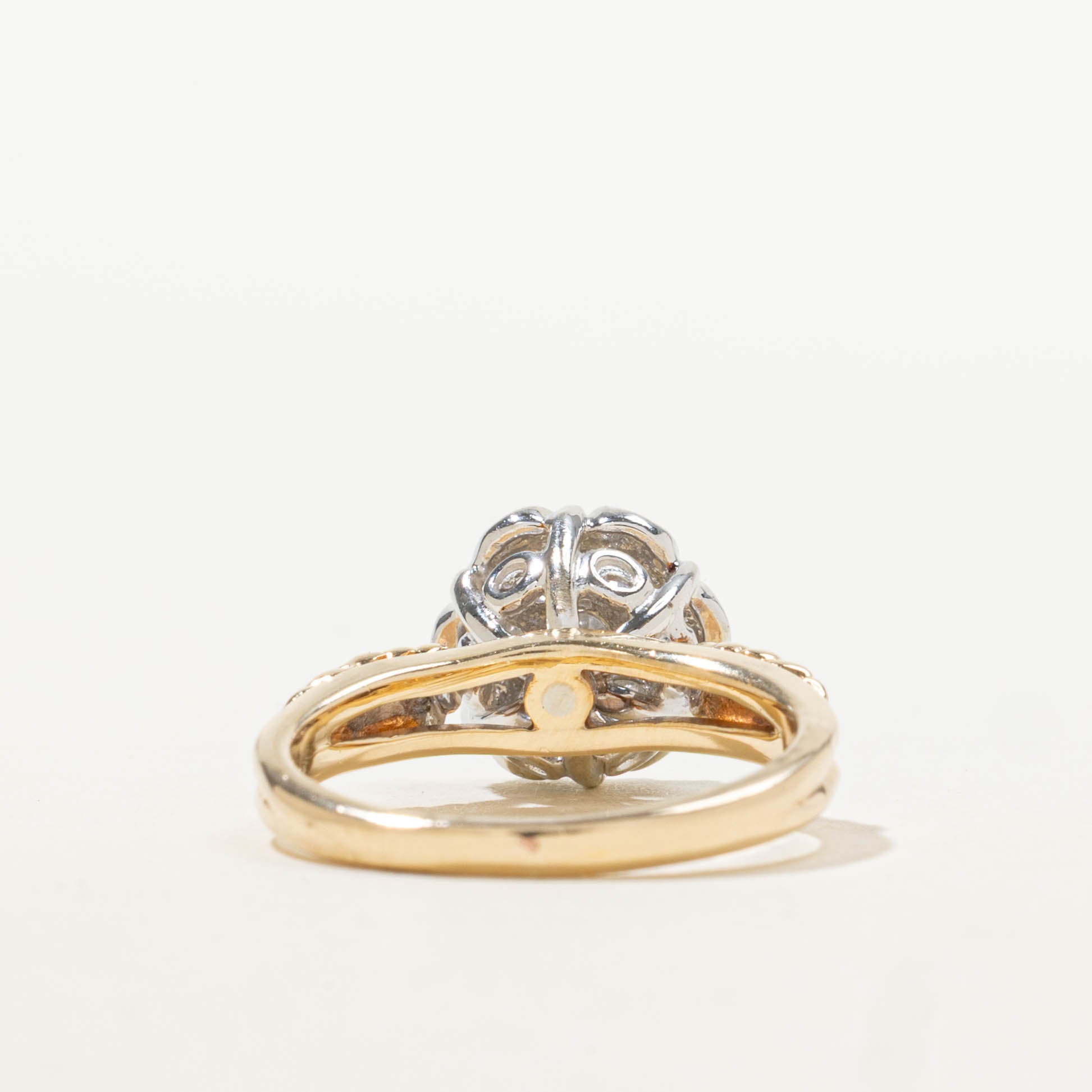 14k Diamond Daisy Cluster Leaf Engraved Ring | 0.45ctw | SZ 5.25