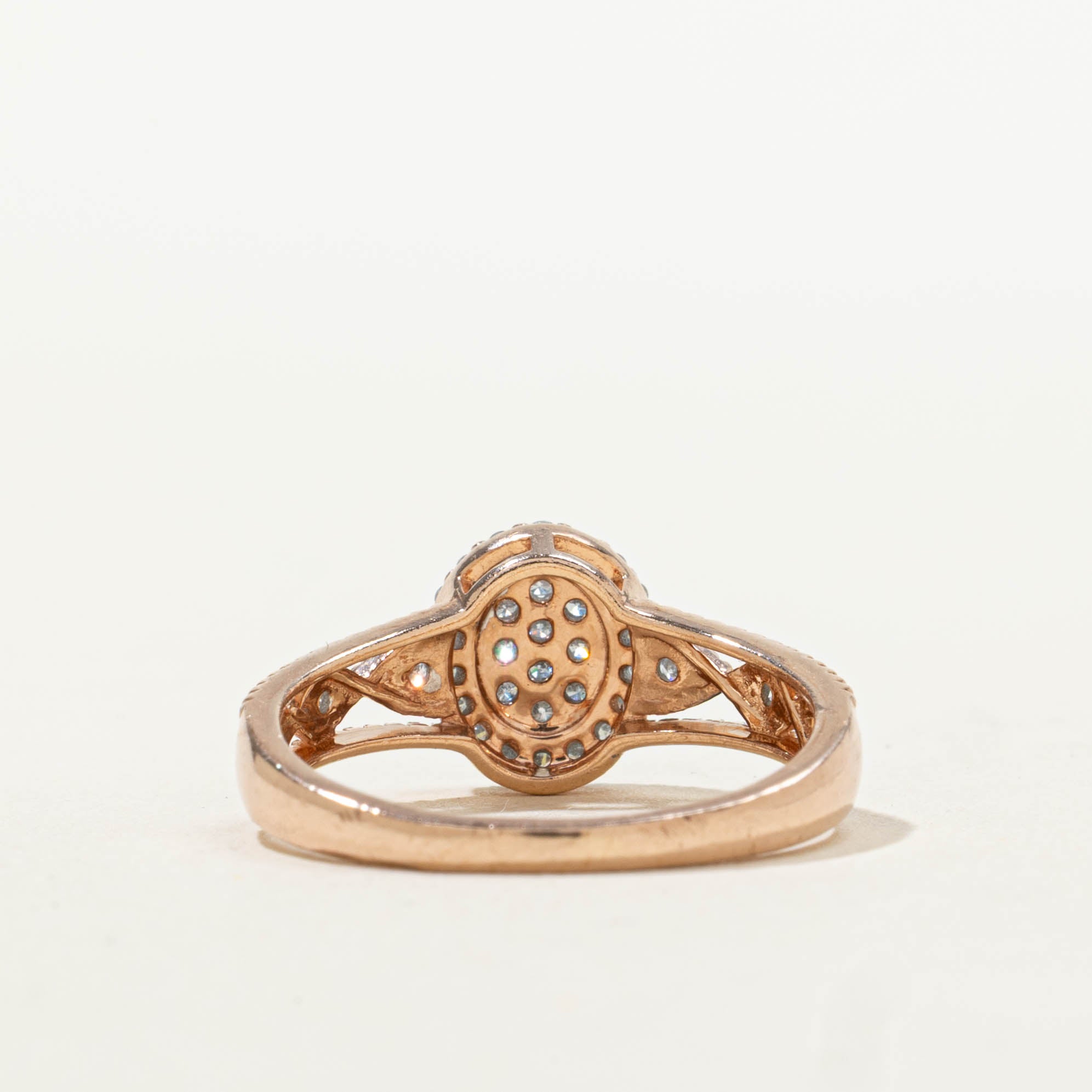 10k Rose Gold Diamond Halo Milgrained Ring | 0.16ctw | SZ 5.75