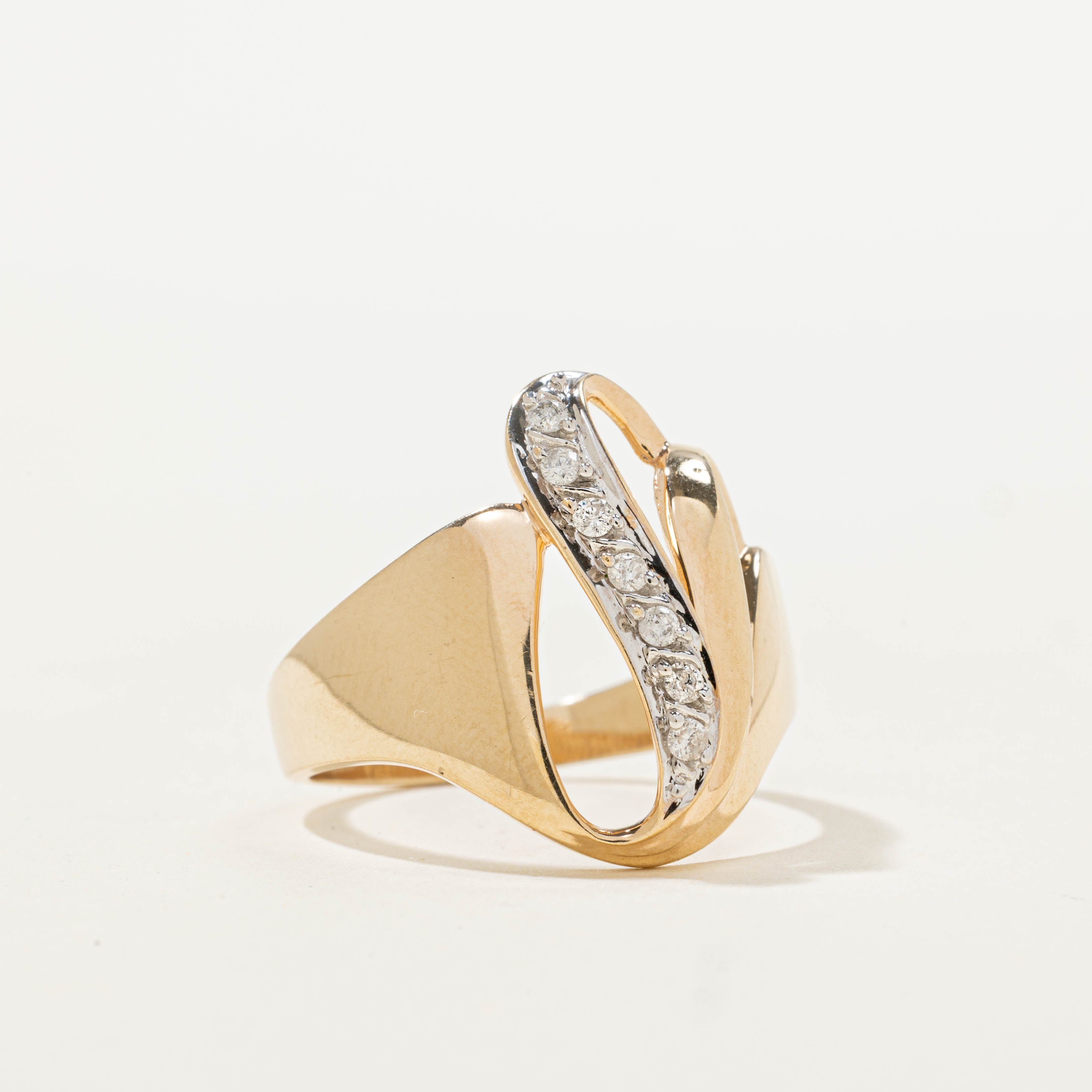 10k Diamond Waterfall Abstract Cocktail Ring | 0.10ctw | SZ 8.75
