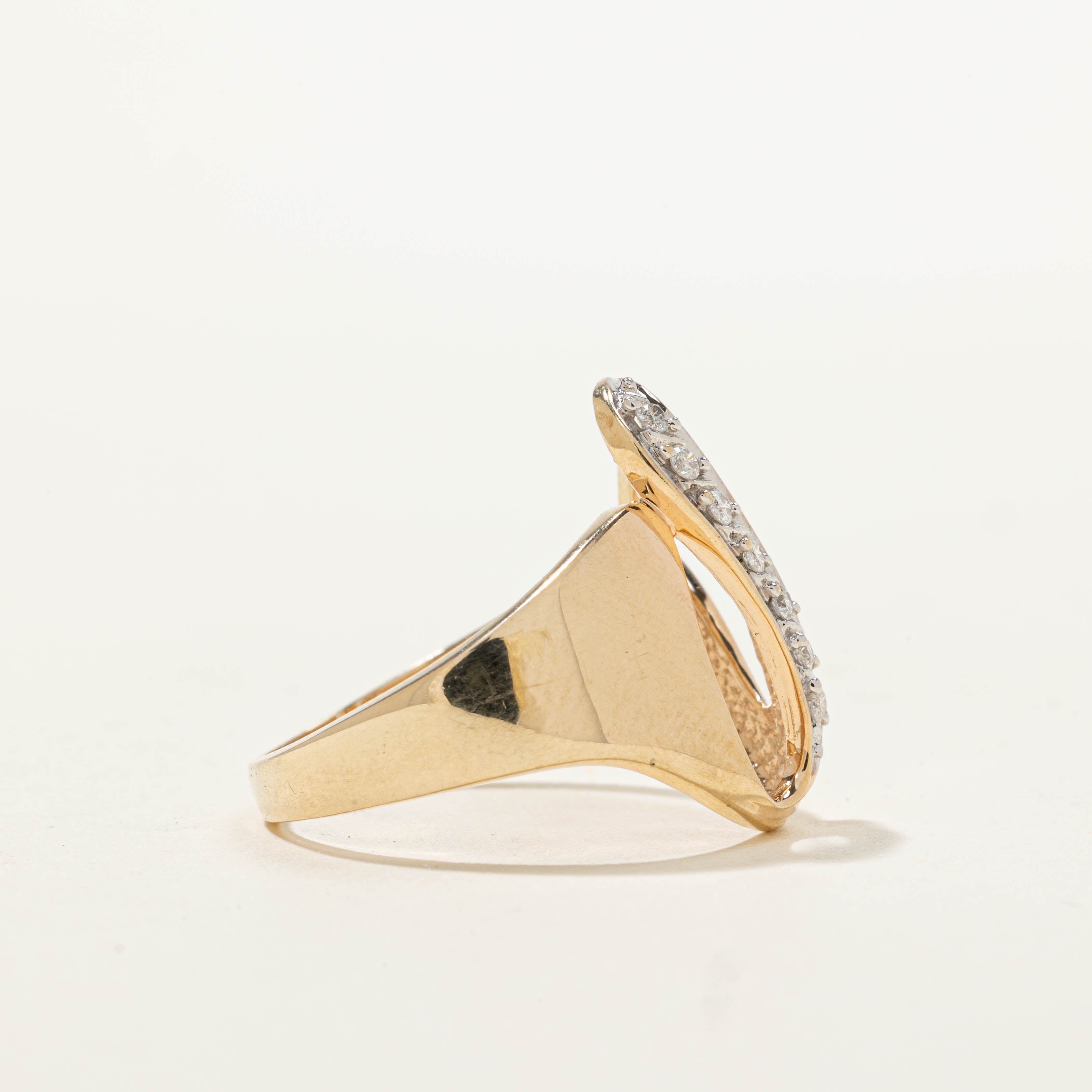 10k Diamond Waterfall Abstract Cocktail Ring | 0.10ctw | SZ 8.75