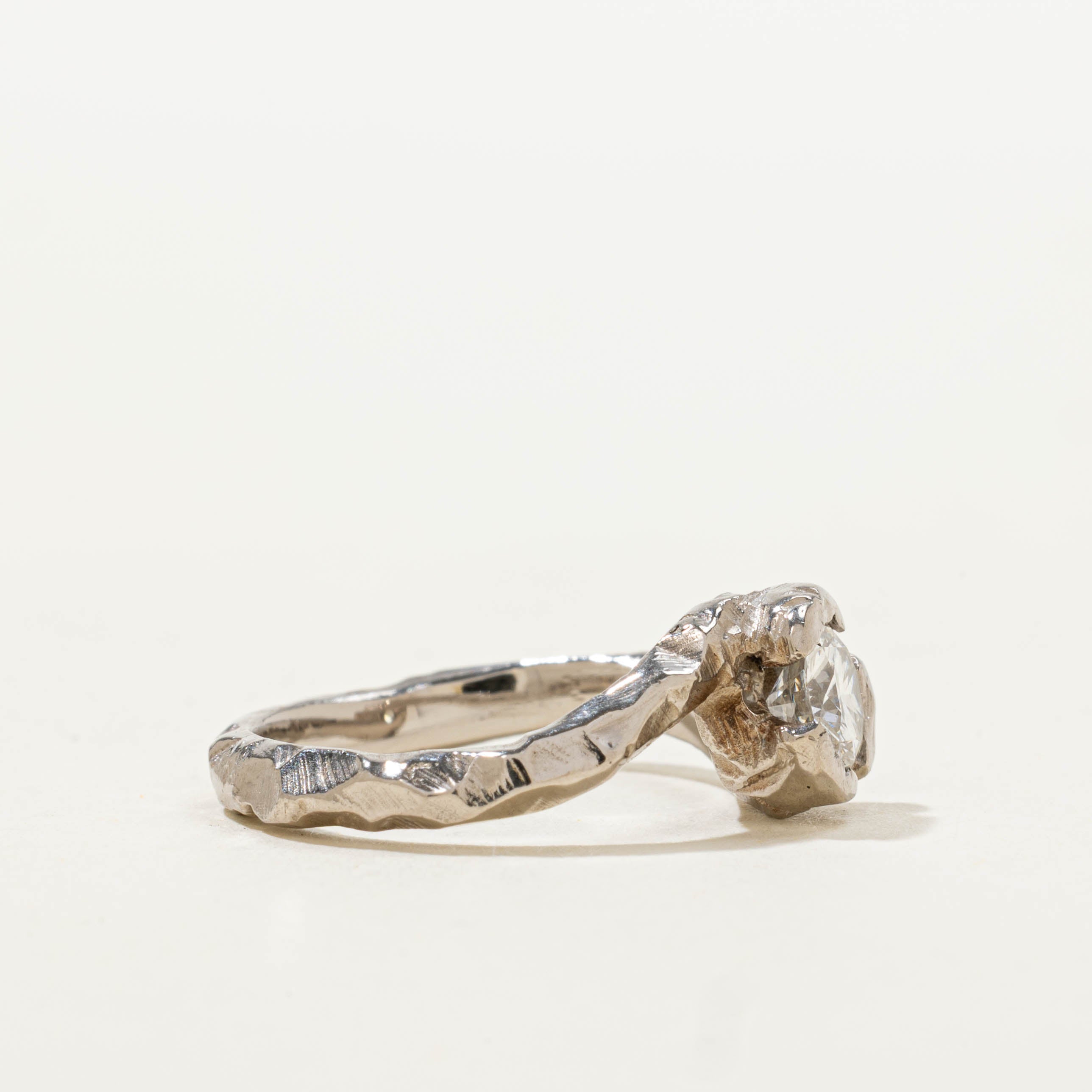 18k Solitaire Diamond Rough Bypass Ring | 0.50ct | SZ 4.25