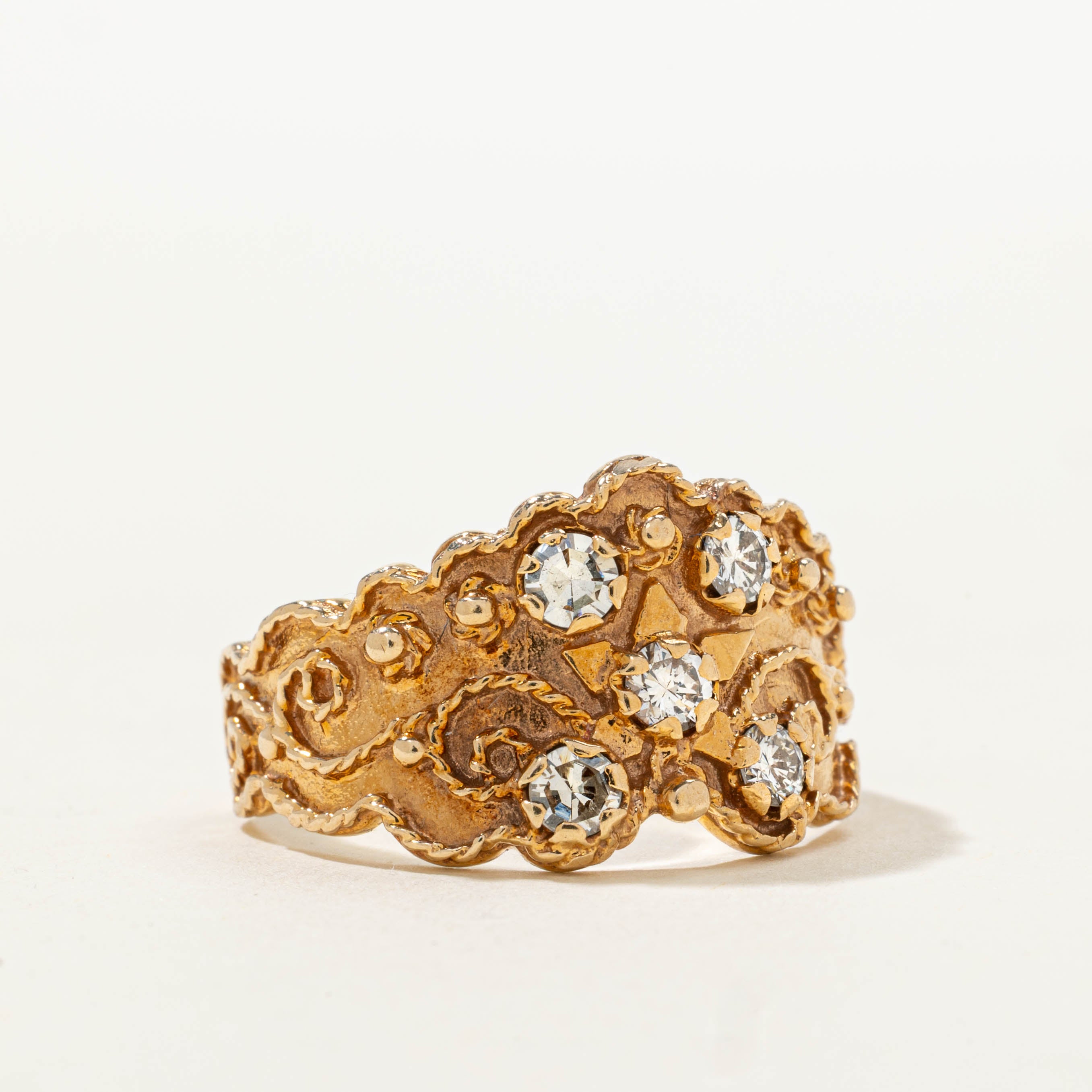 14k Diamond Ornate Crown Cocktail Ring | 0.51ctw | SZ 8.5