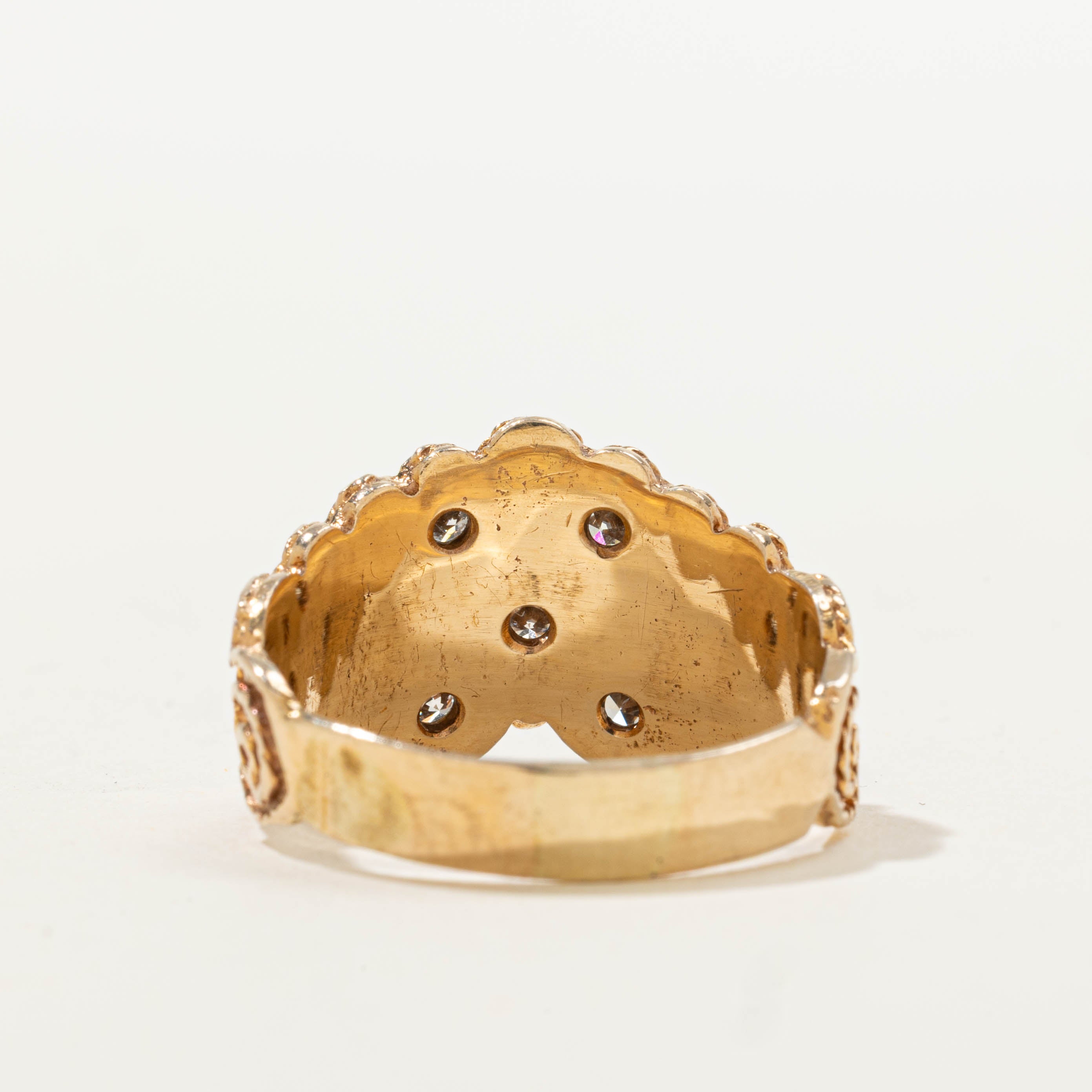 14k Diamond Ornate Crown Cocktail Ring | 0.51ctw | SZ 8.5