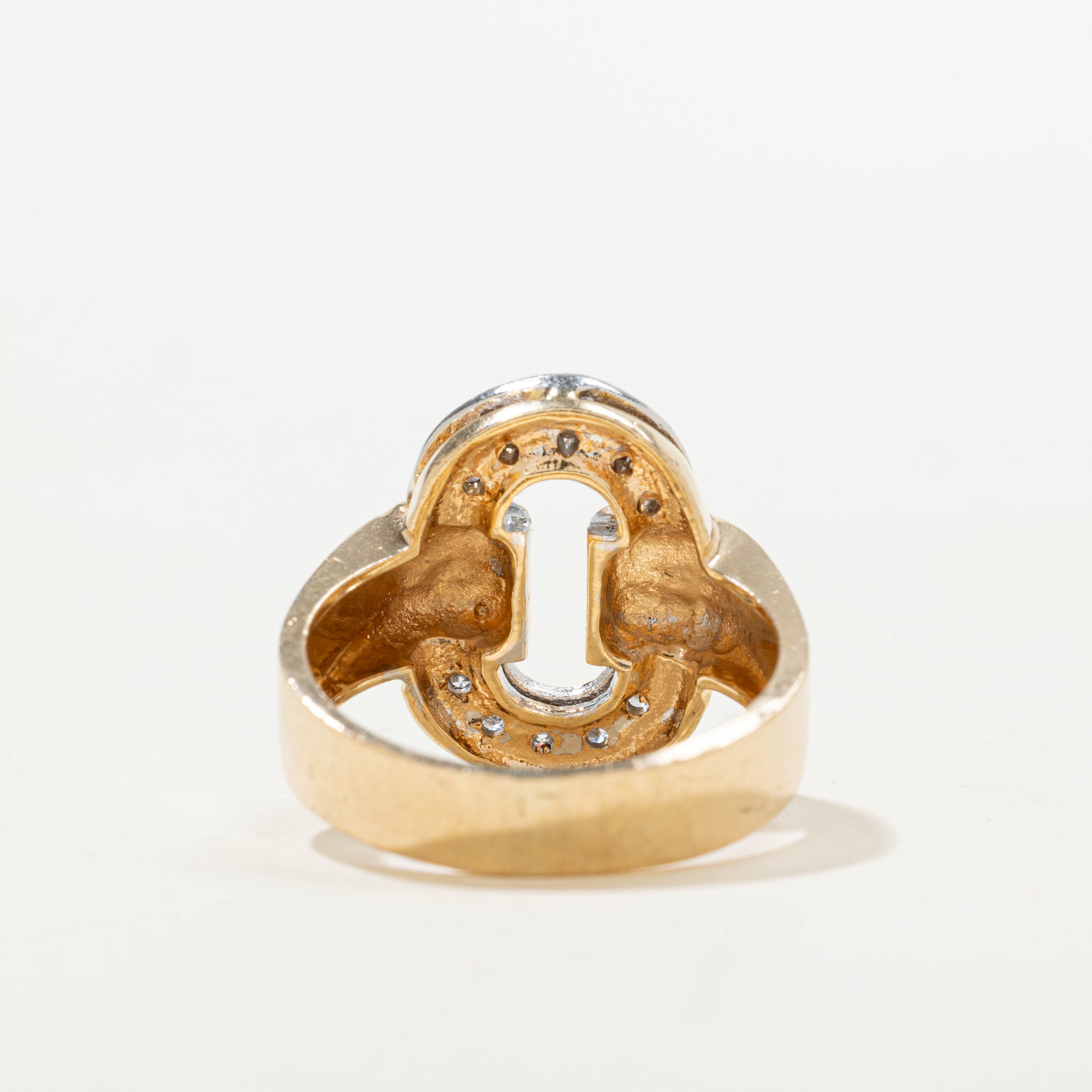 14k Two Tone Diamond Buckle Ring | 0.30ctw | SZ 7