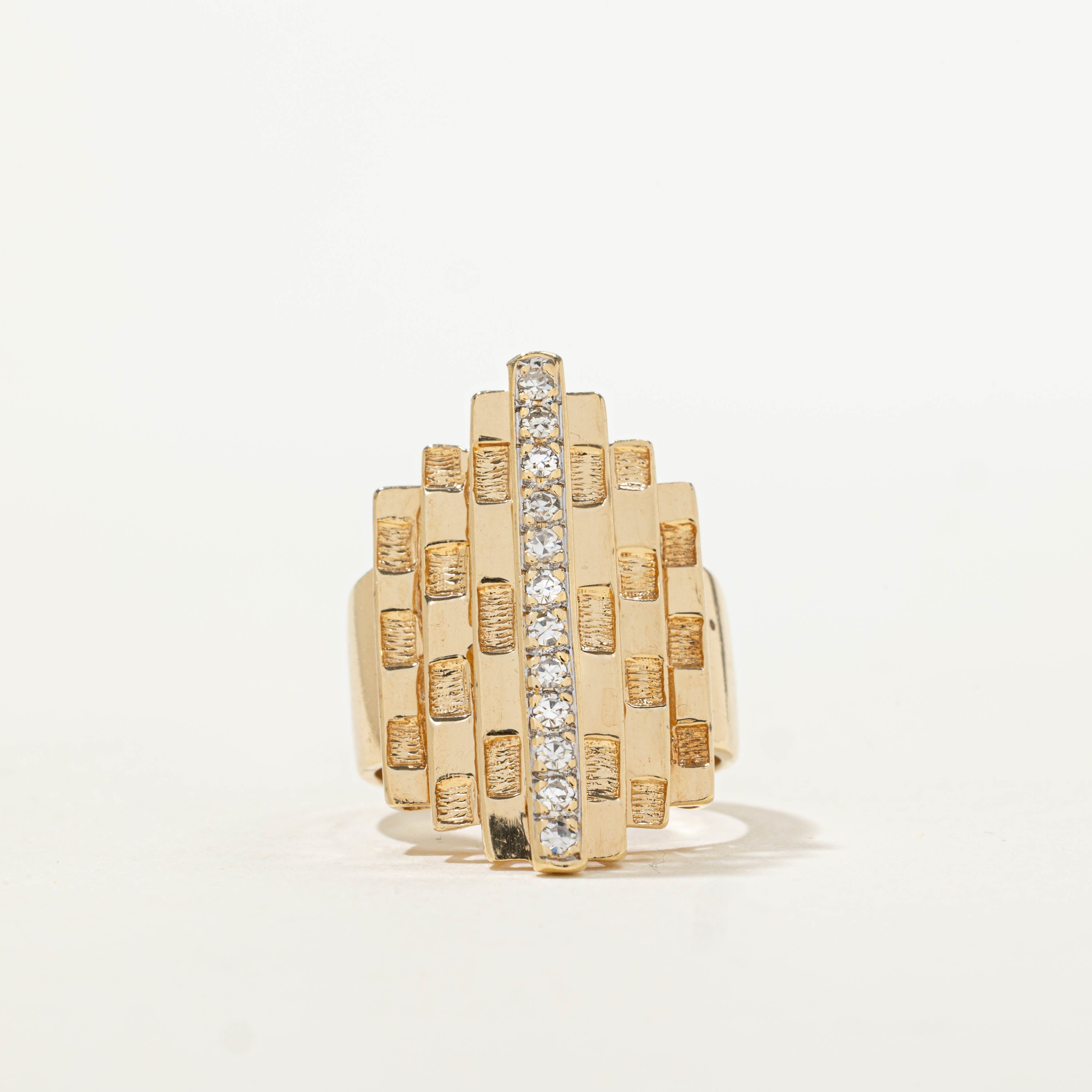 14k Diamond Column Geometric Cocktail Ring | 0.24ctw | SZ 5.75