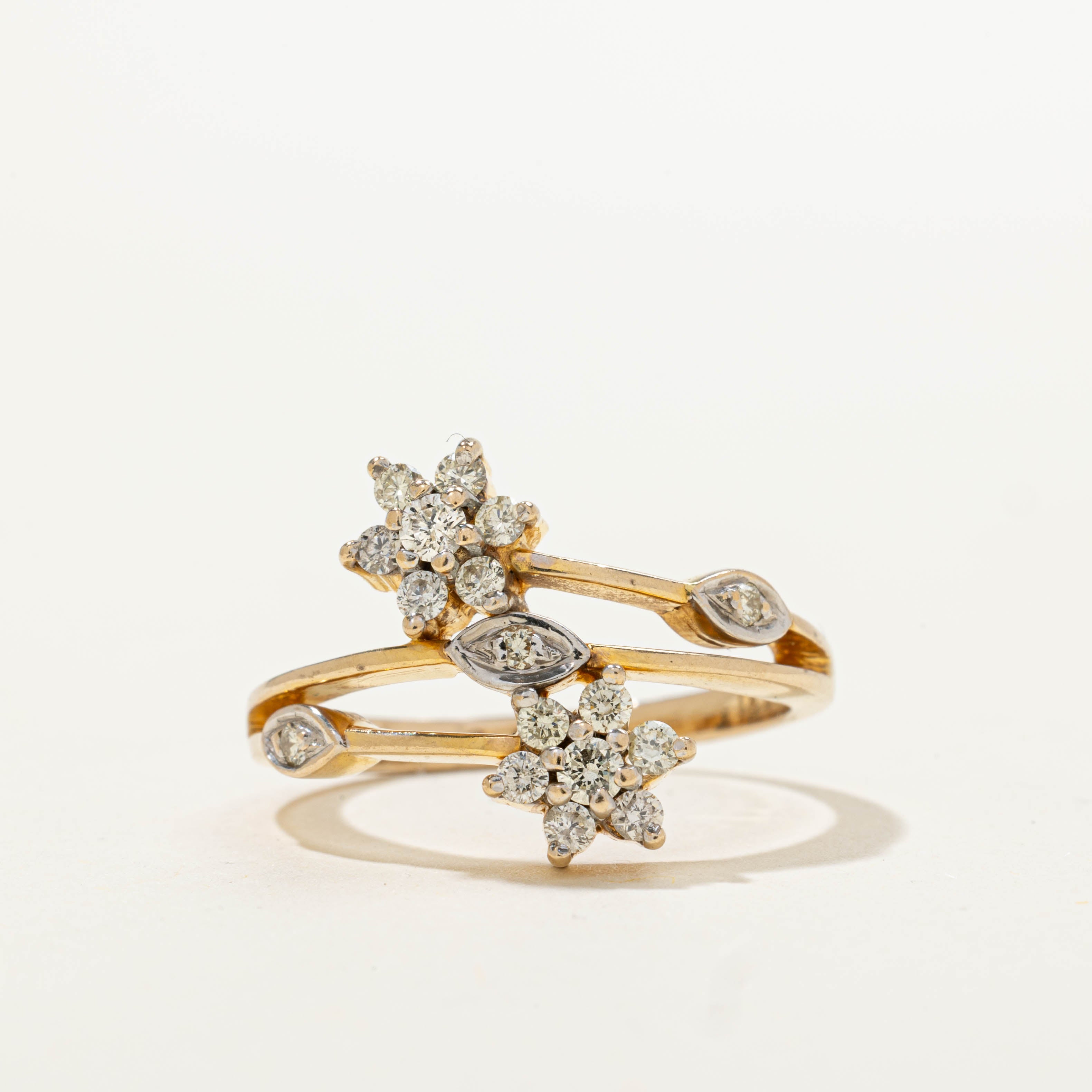 18k Scattered Diamond Petal Openwork Ring | 0.40ctw | SZ 7