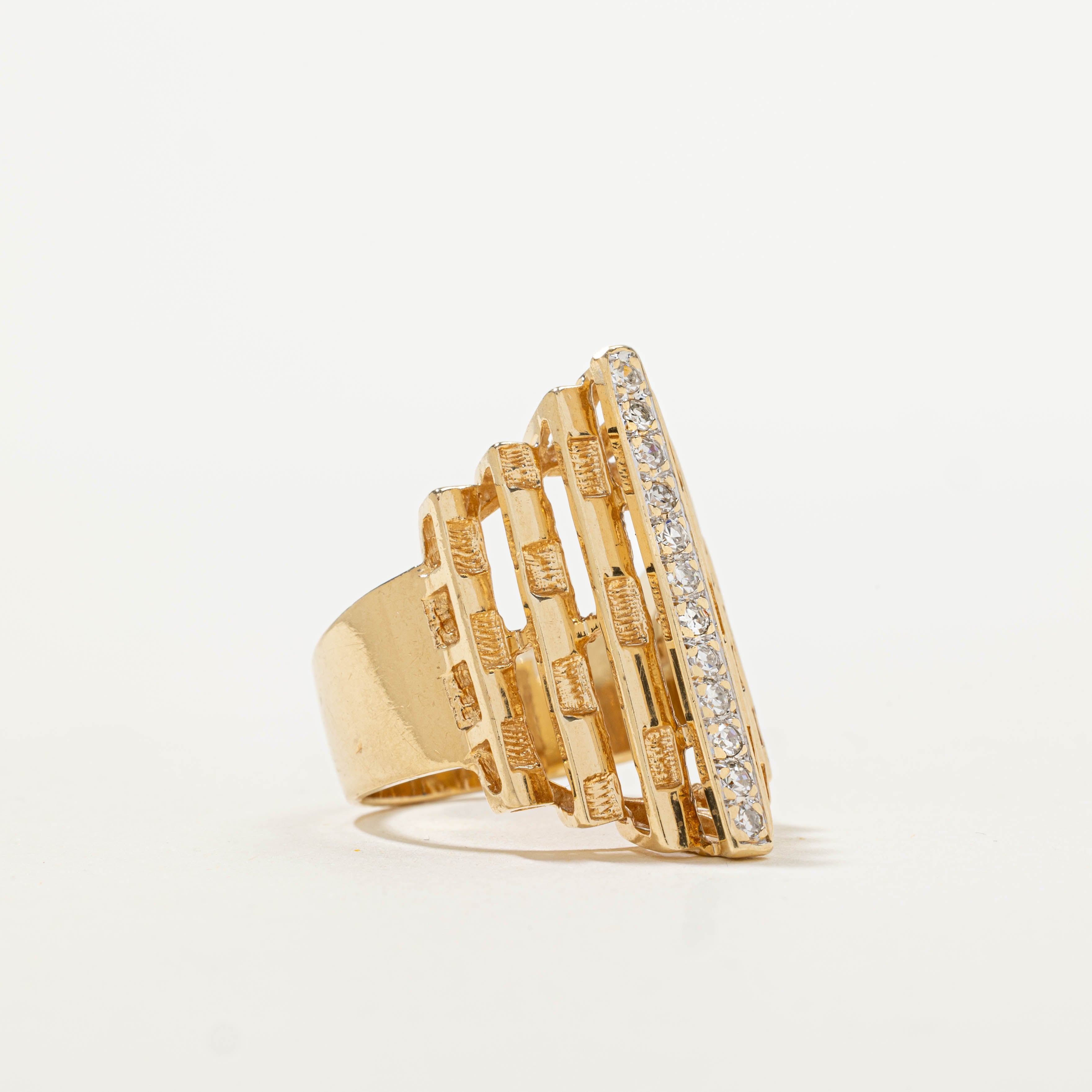 14k Diamond Column Geometric Cocktail Ring | 0.24ctw | SZ 5.75