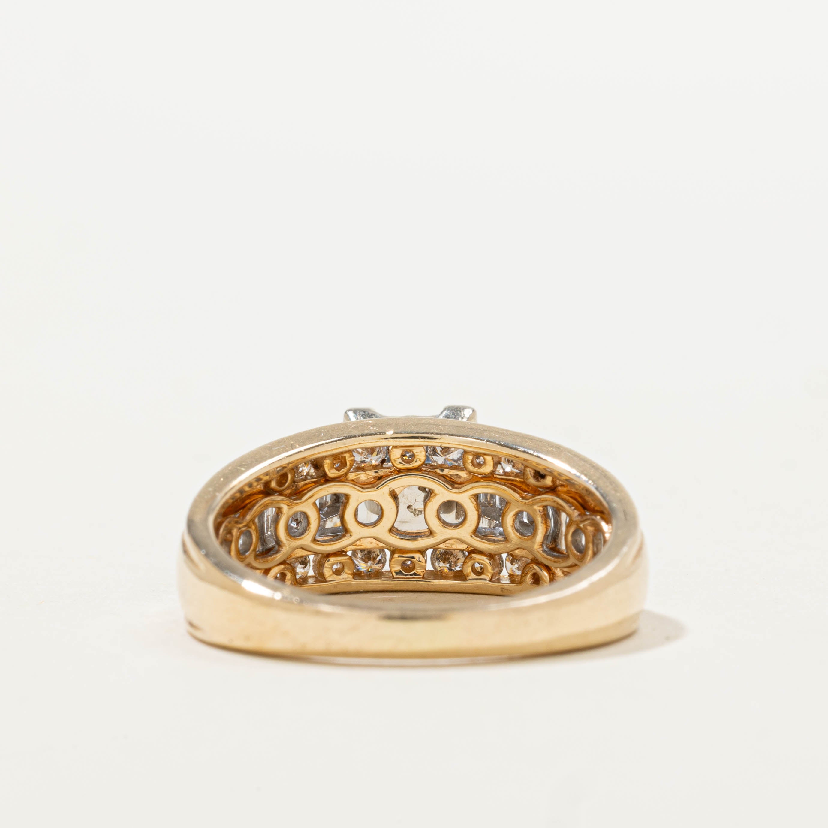 14k Flush Set Diamond Illusion Cluster Ring | 1.00ctw | SZ 6.25