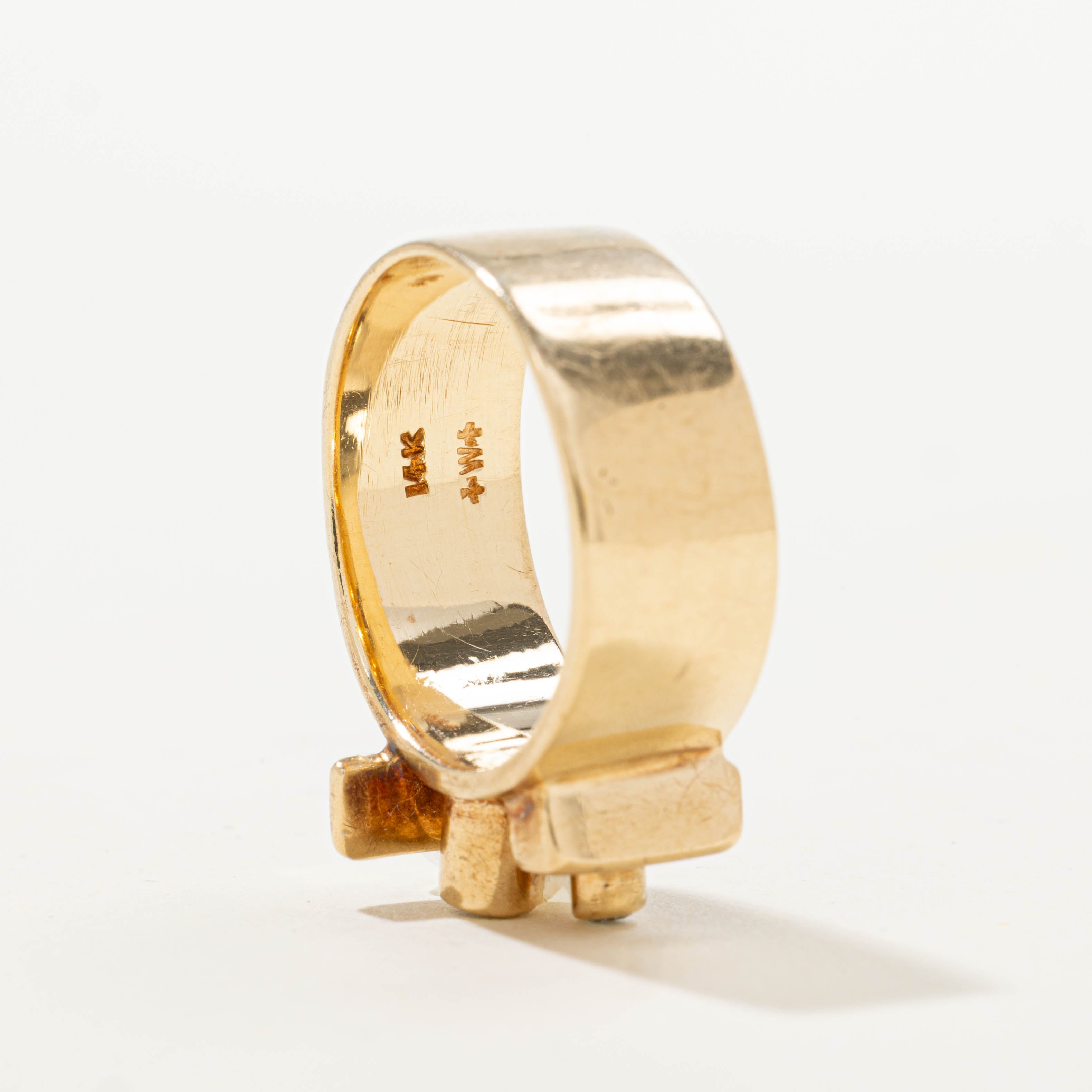 14k Bezel Set Diamond Geometric Cigar Band | 0.11ctw | 7.5mm | SZ 6